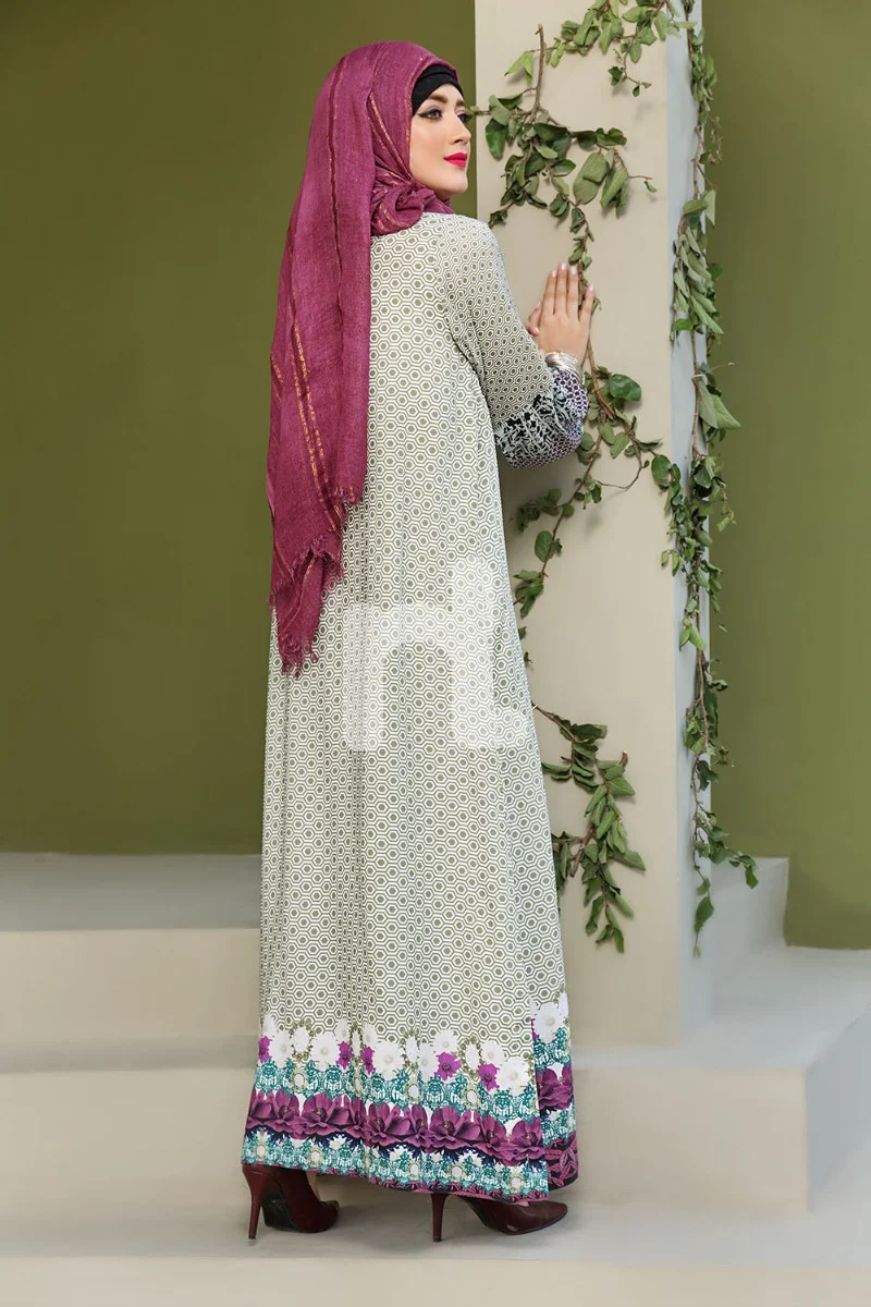 DSW19-100 Light Green Digital Printed Stitched Lawn Fustaan - 1PC - Image 2