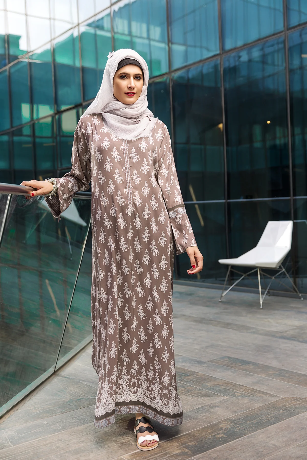 DSW19-71 Brown Digital Printed Stitched Lawn Fustaan - 1PC