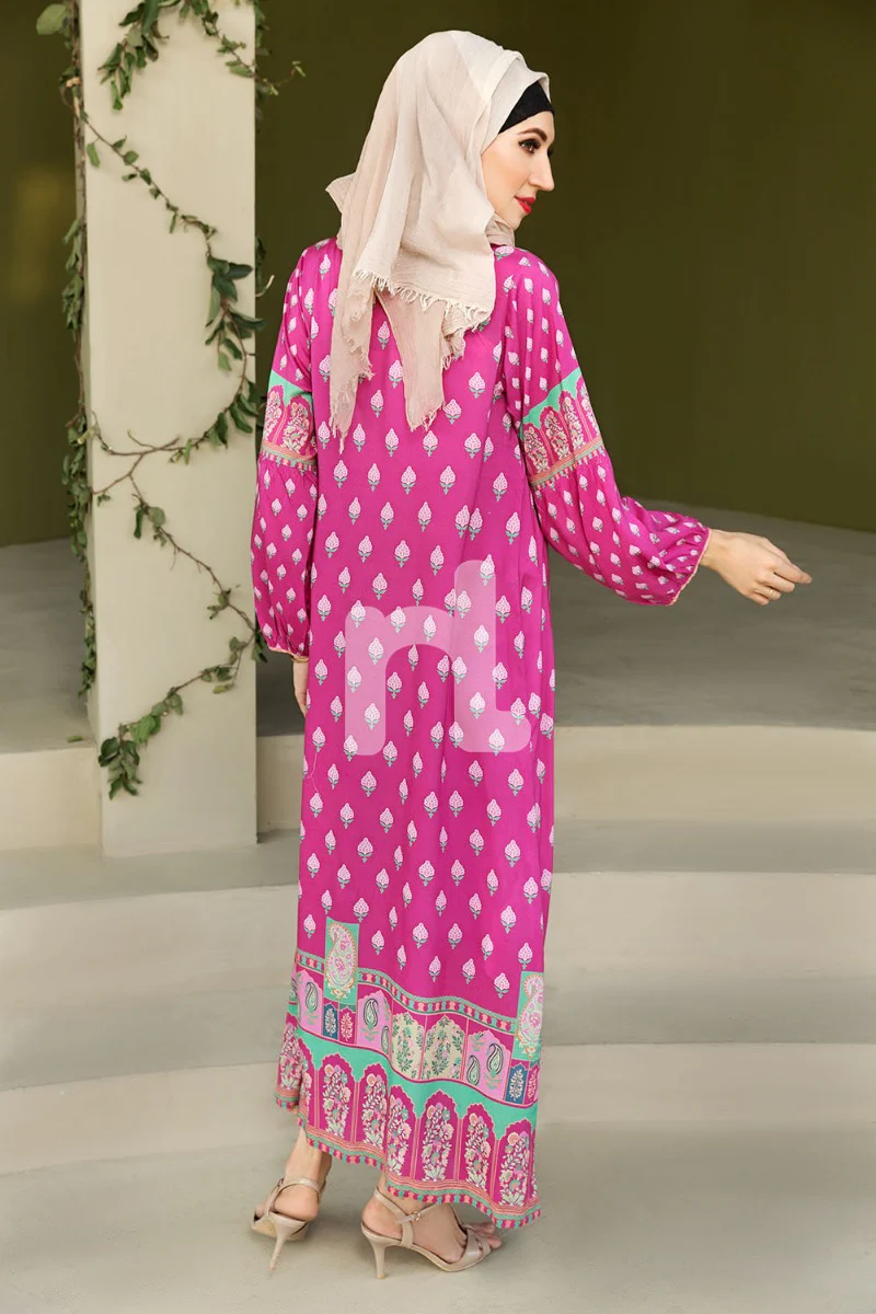 DSW19-94 Pink Digital Printed Stitched  Fustaan  1PC - Image 2