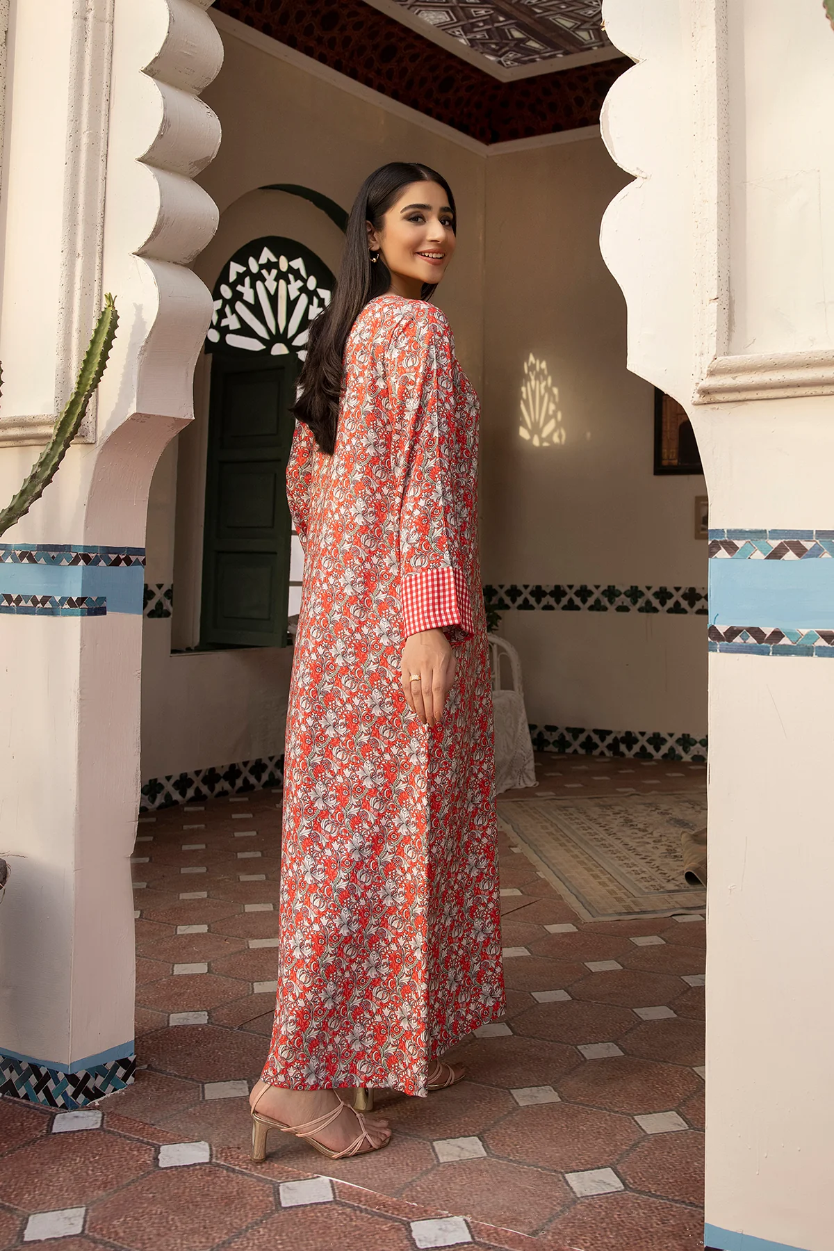 DSW21-52-Buttons Detailing Printed Fustaan 1PC - Image 2