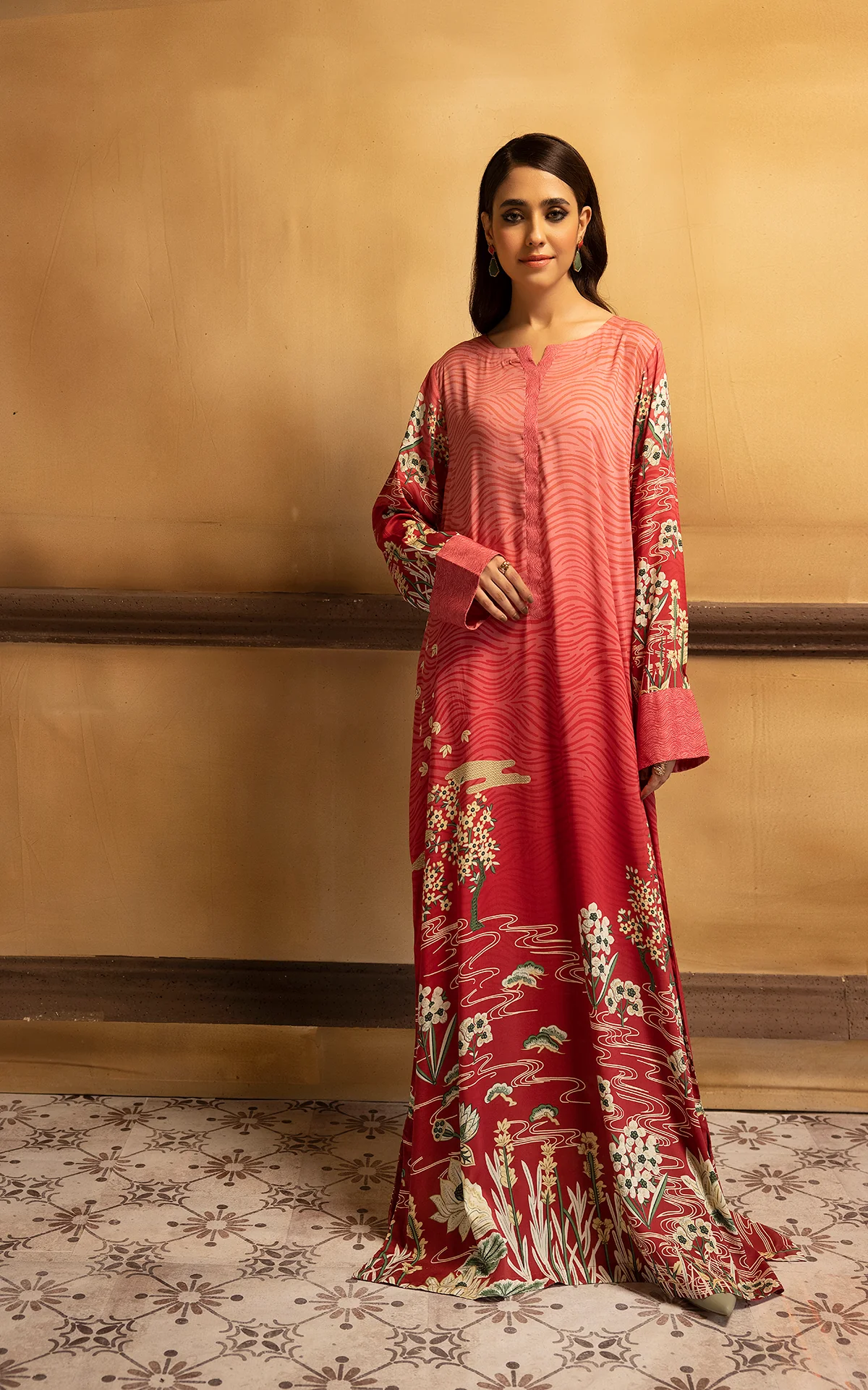 DSW22-10-Placket Detailing Printed Fustaan 1PC - Image 3