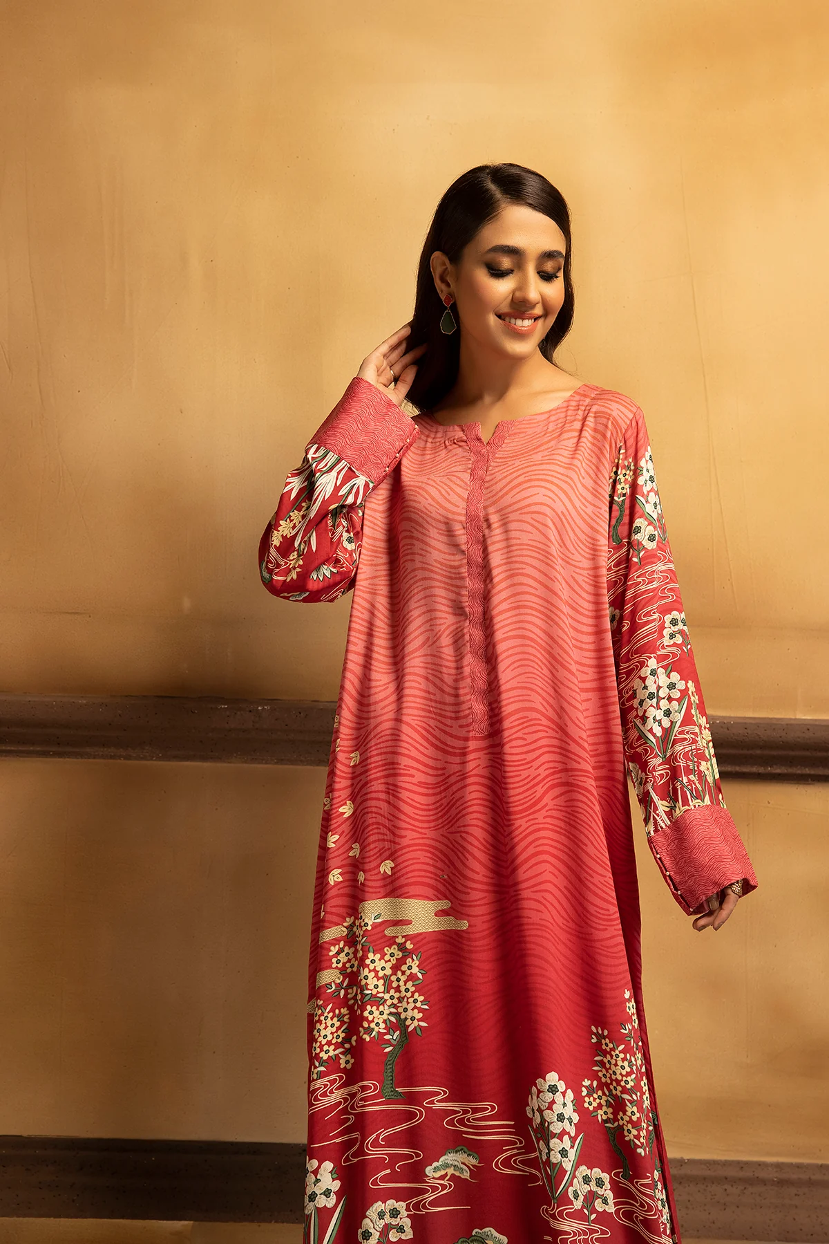 DSW22-10-Placket Detailing Printed Fustaan 1PC - Image 4
