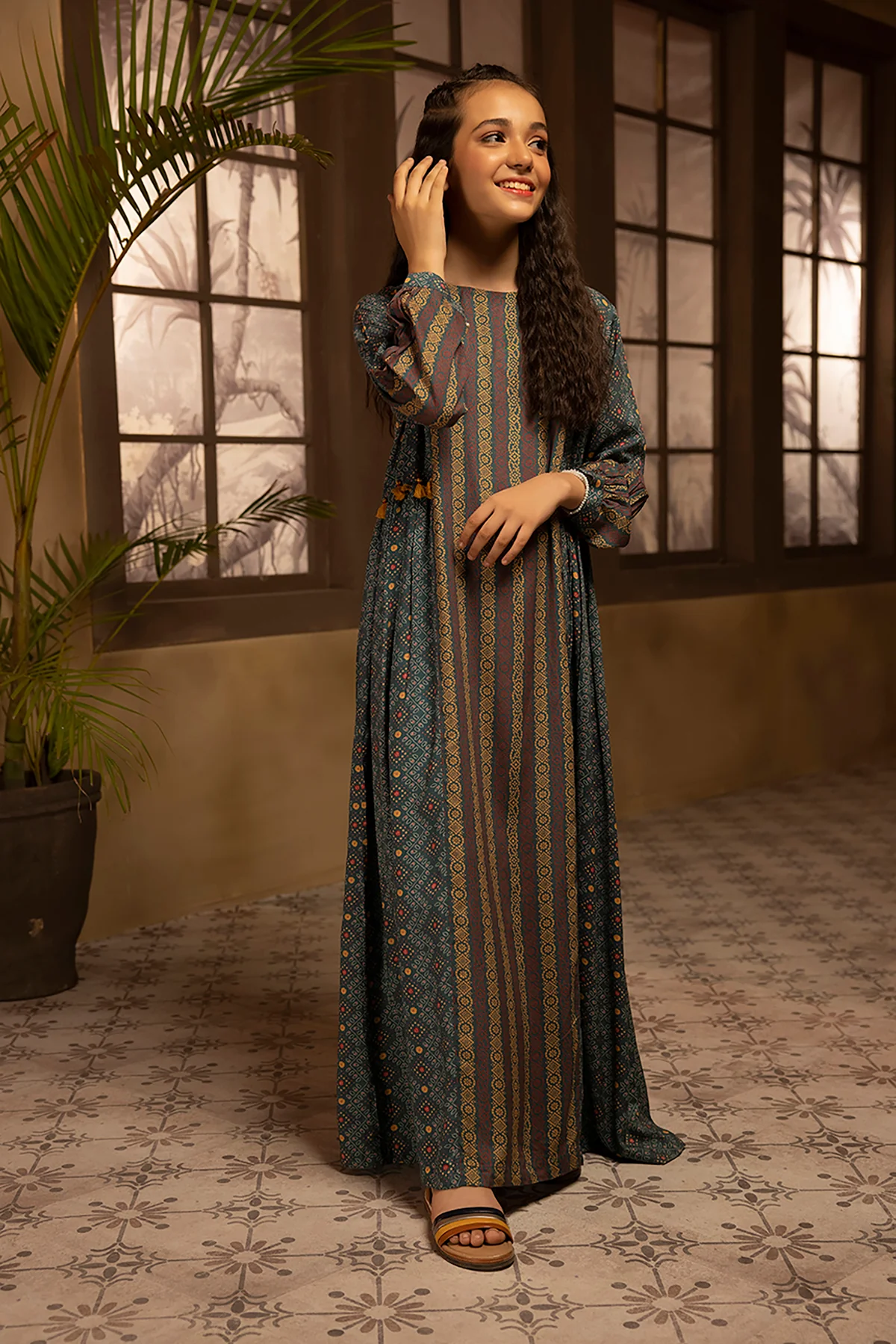 DSW22-17-Printed Flared Fustaan 1PC - Image 3