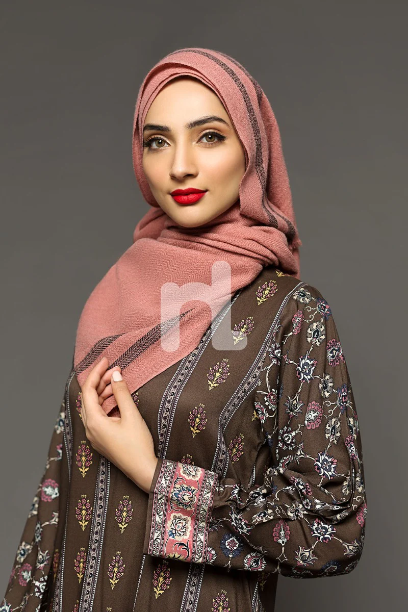DW18-28 Brown Digital Printed Stitched Cotton Modal Fustaan - 1PC - Image 2