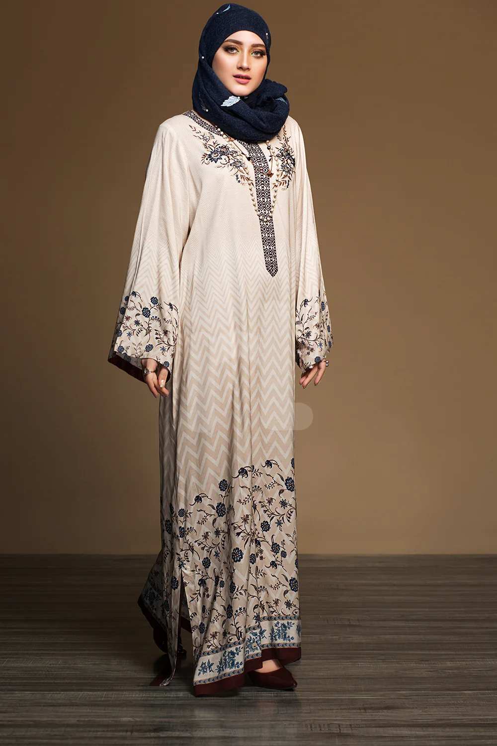 DW19-29 Grey Printed Embroidered Stitched Fustaan  1PC