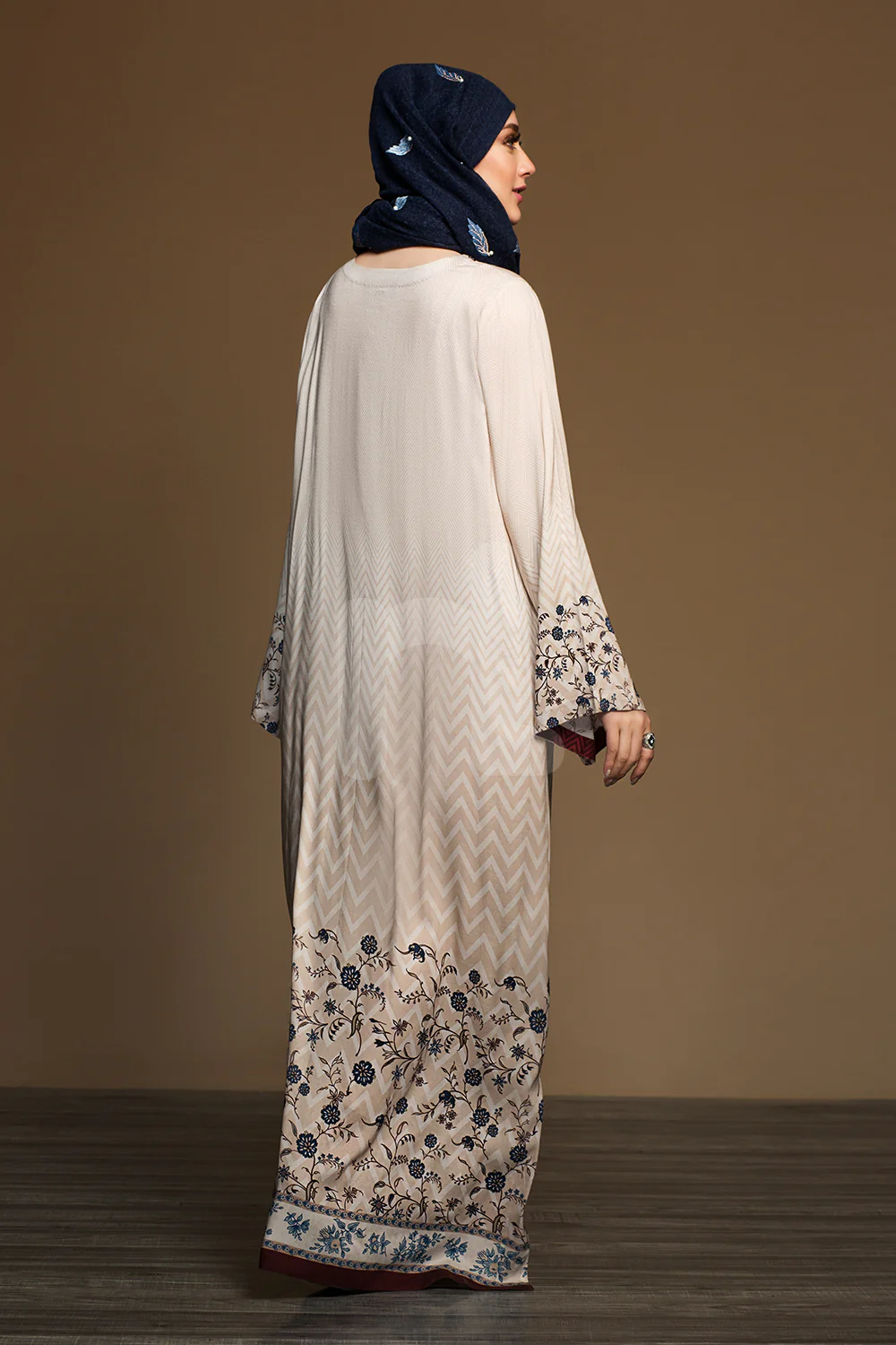 DW19-29 Grey Printed Embroidered Stitched Fustaan  1PC - Image 2