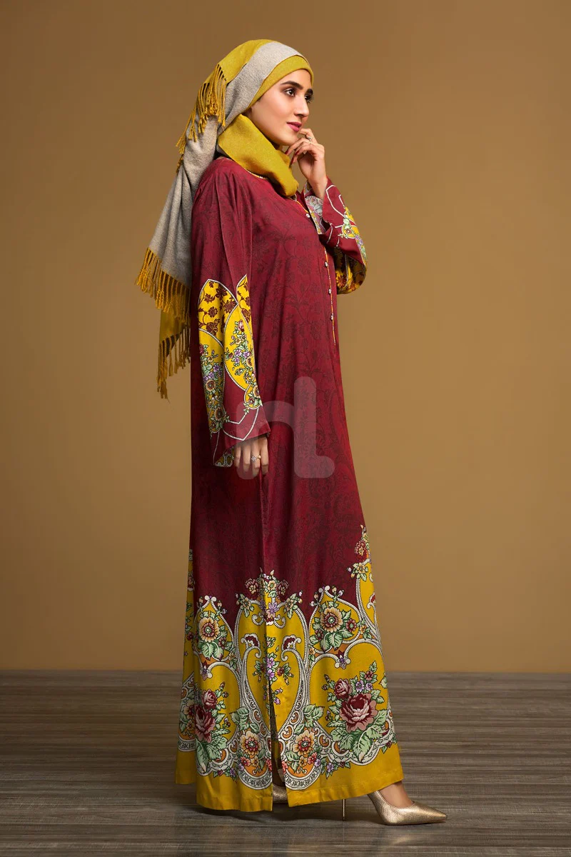 DW19-38 Red Printed Stitched Fustaan  1PC - Image 2