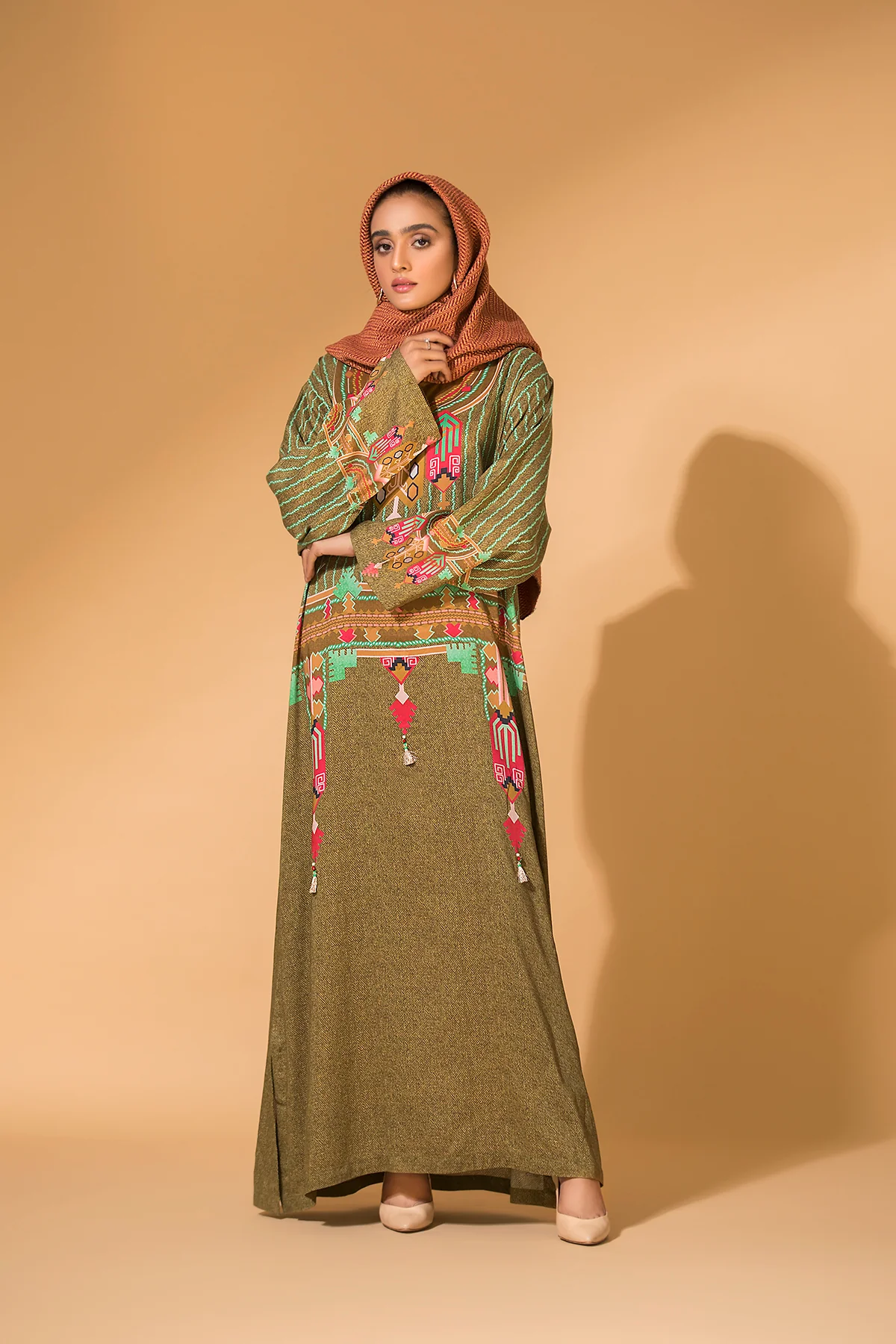 DW20-22 Digital Printed  Stitched Fustaan with Mask  1PC - Image 2