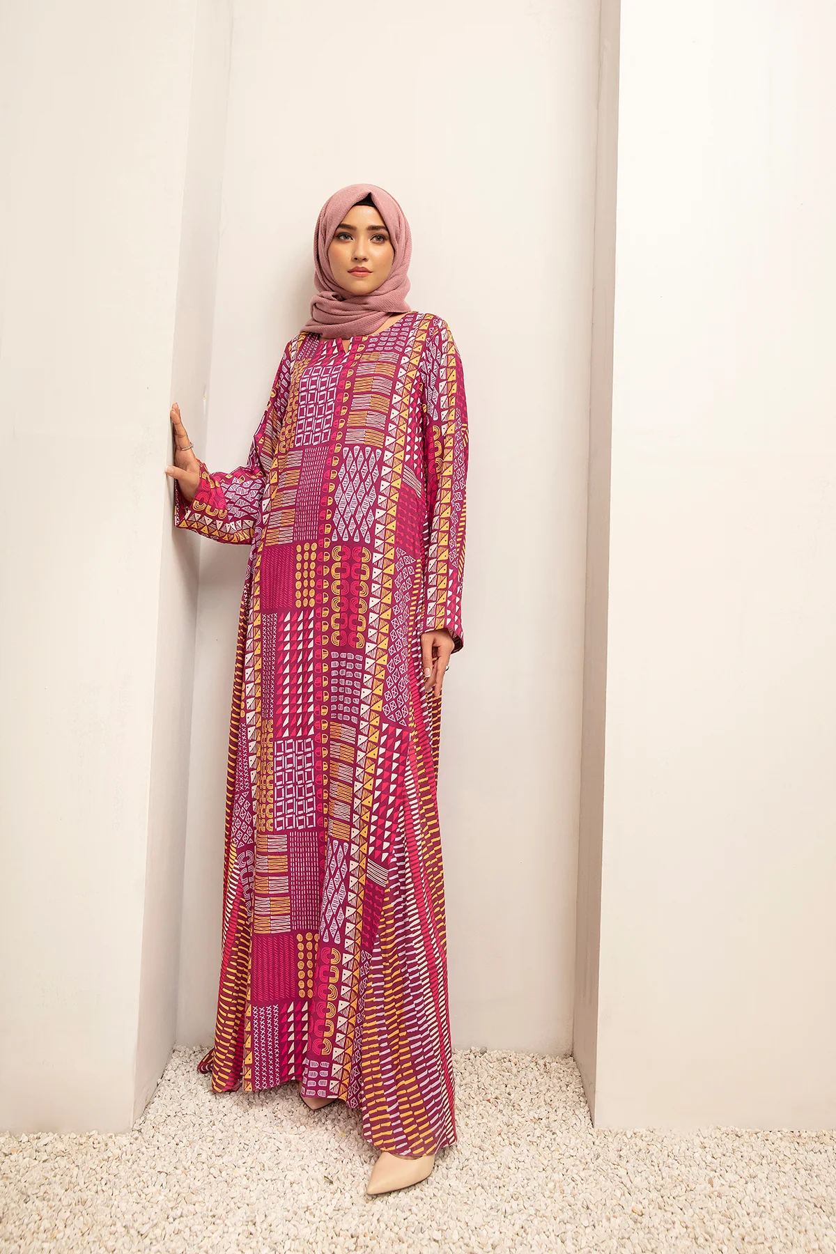 DW20-40 Digital Printed Linen Stitched Fustaan with Mask 1PC