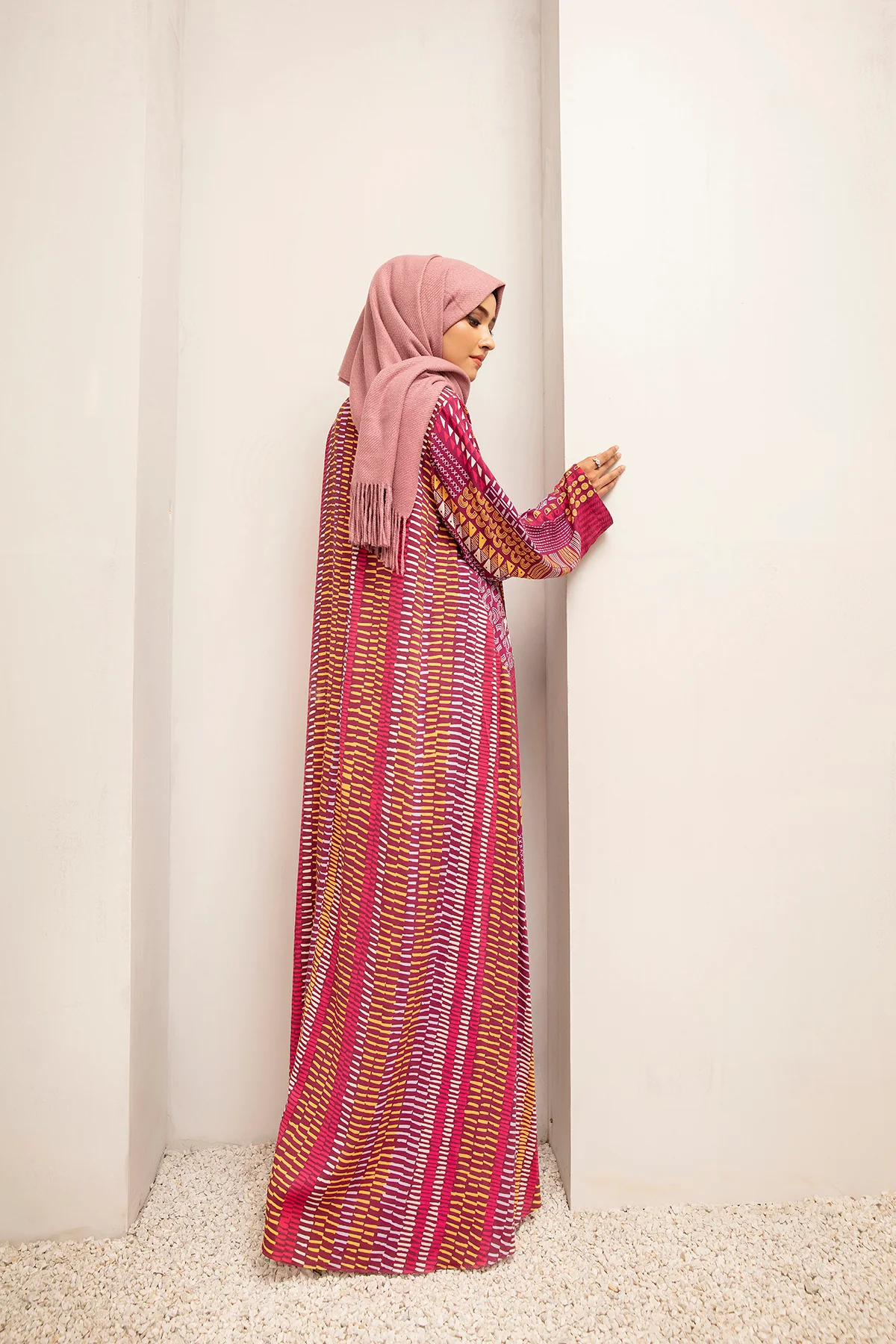 DW20-40 Digital Printed Linen Stitched Fustaan with Mask 1PC - Image 3