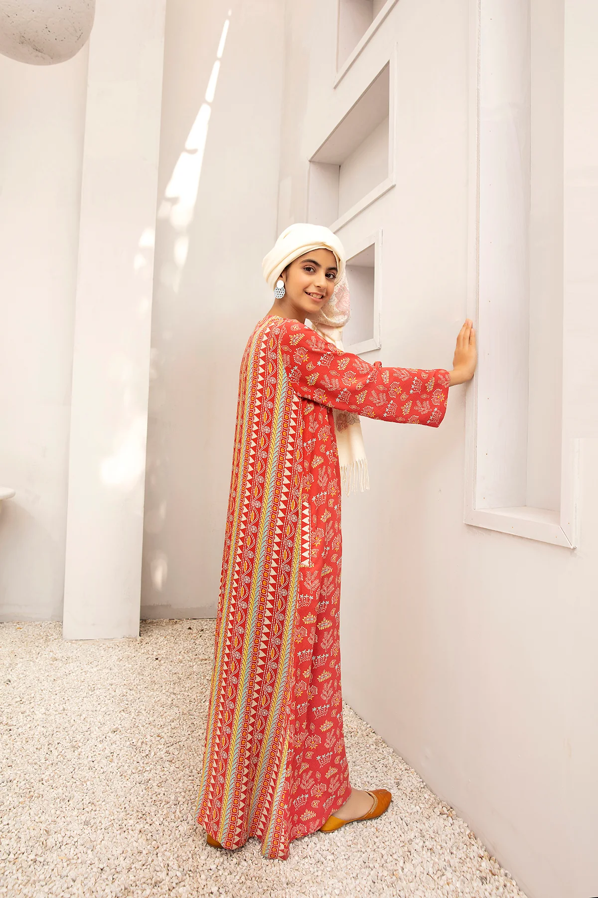 DW20-42 Digital Printed Stitched Fustaan for Kids with Mask  1PC - Image 3