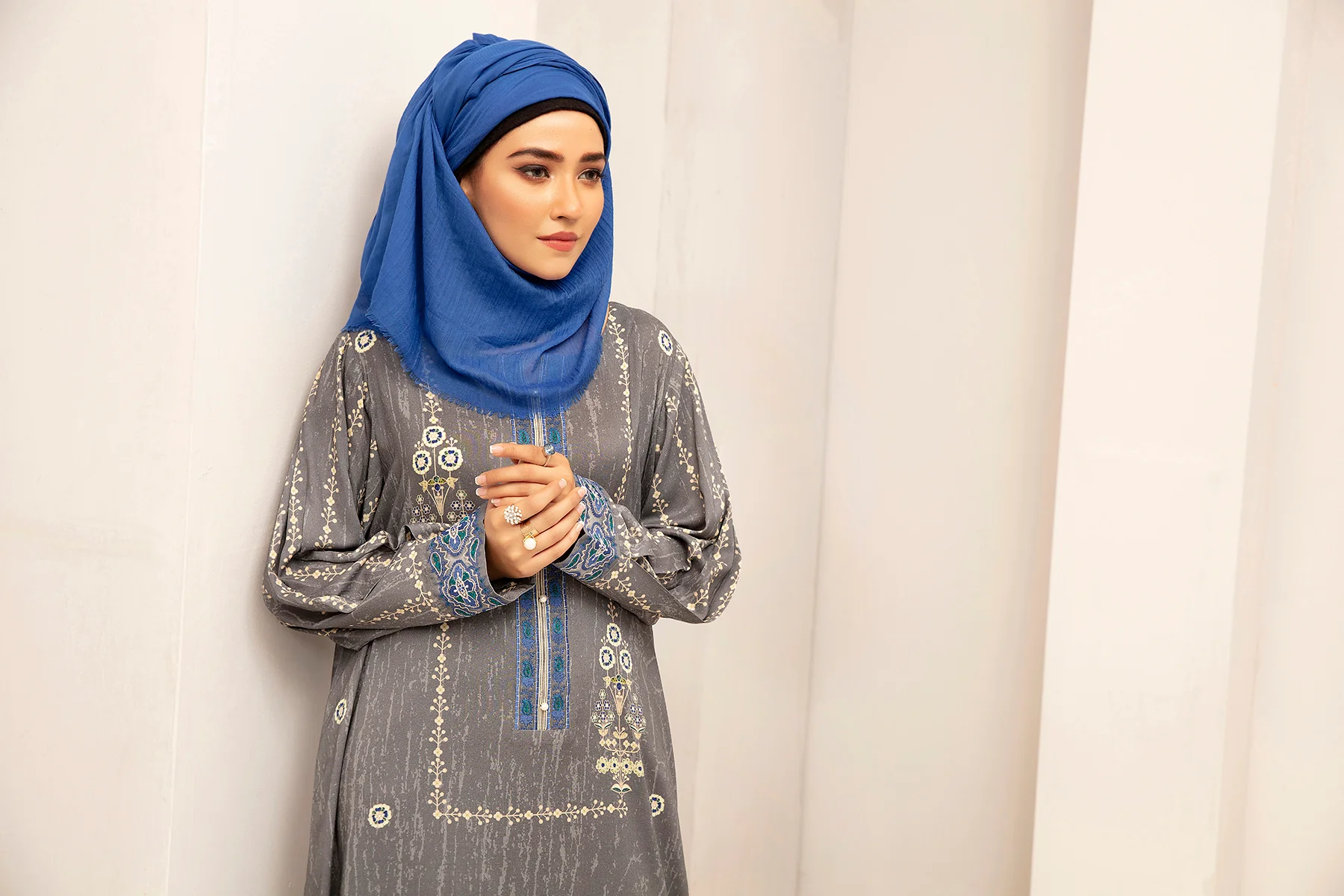 DW20-64 Digital Printed Linen Stitched Fustaan with Mask  1PC - Image 5