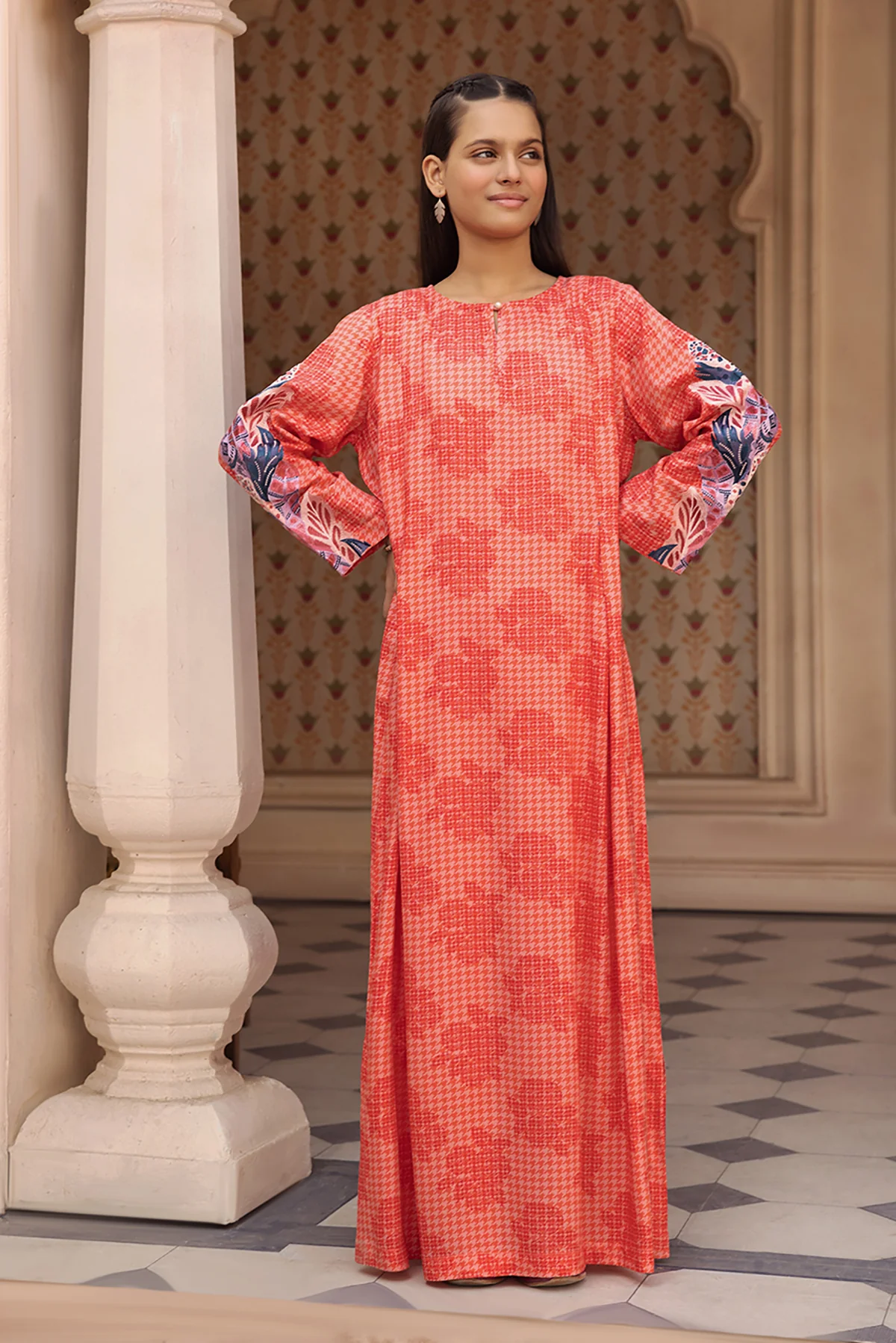 DW22-53-Printed Embroidered Fustaan 1PC - Image 3