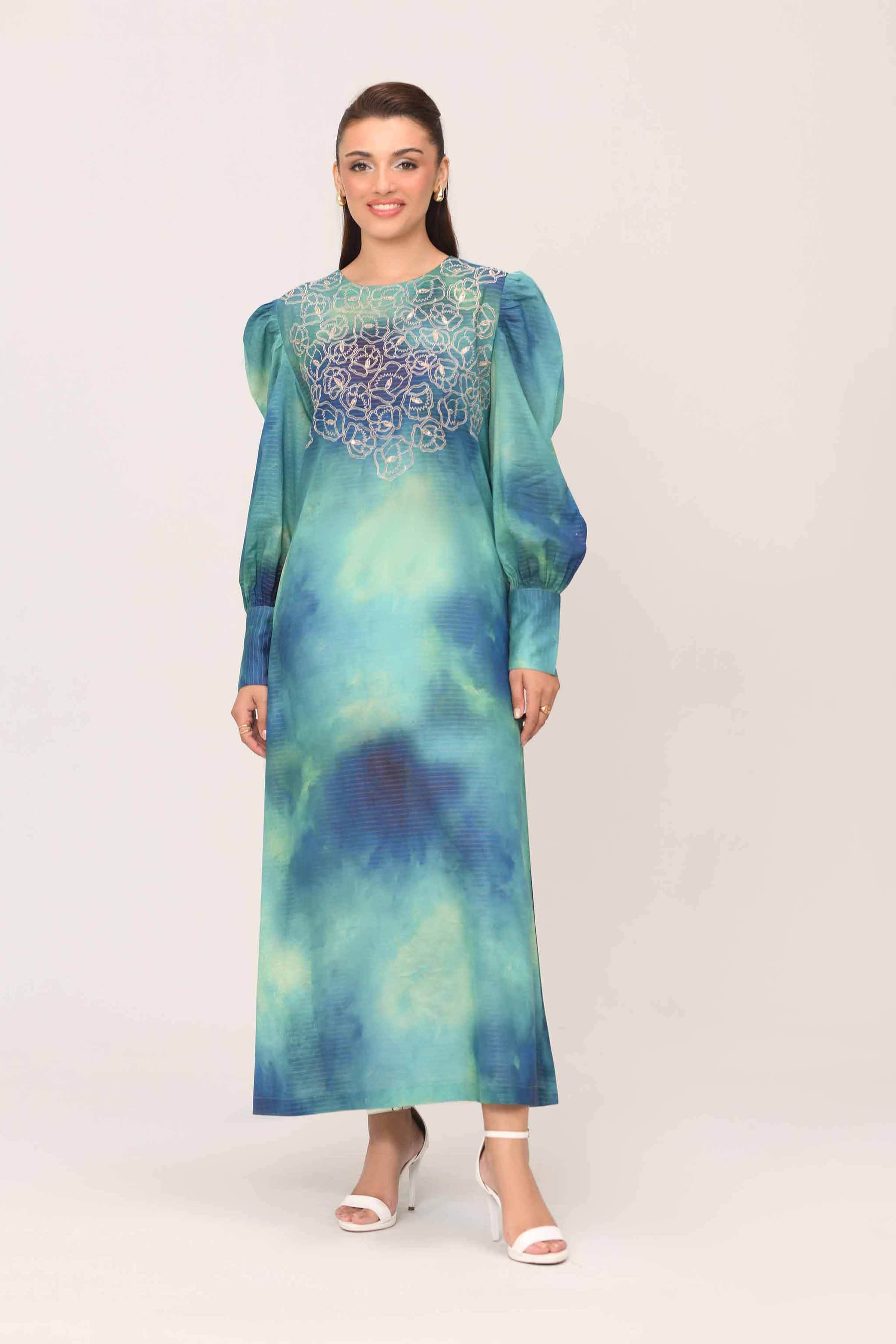 Printed Embroidered Dress - FE25-06 - Image 2