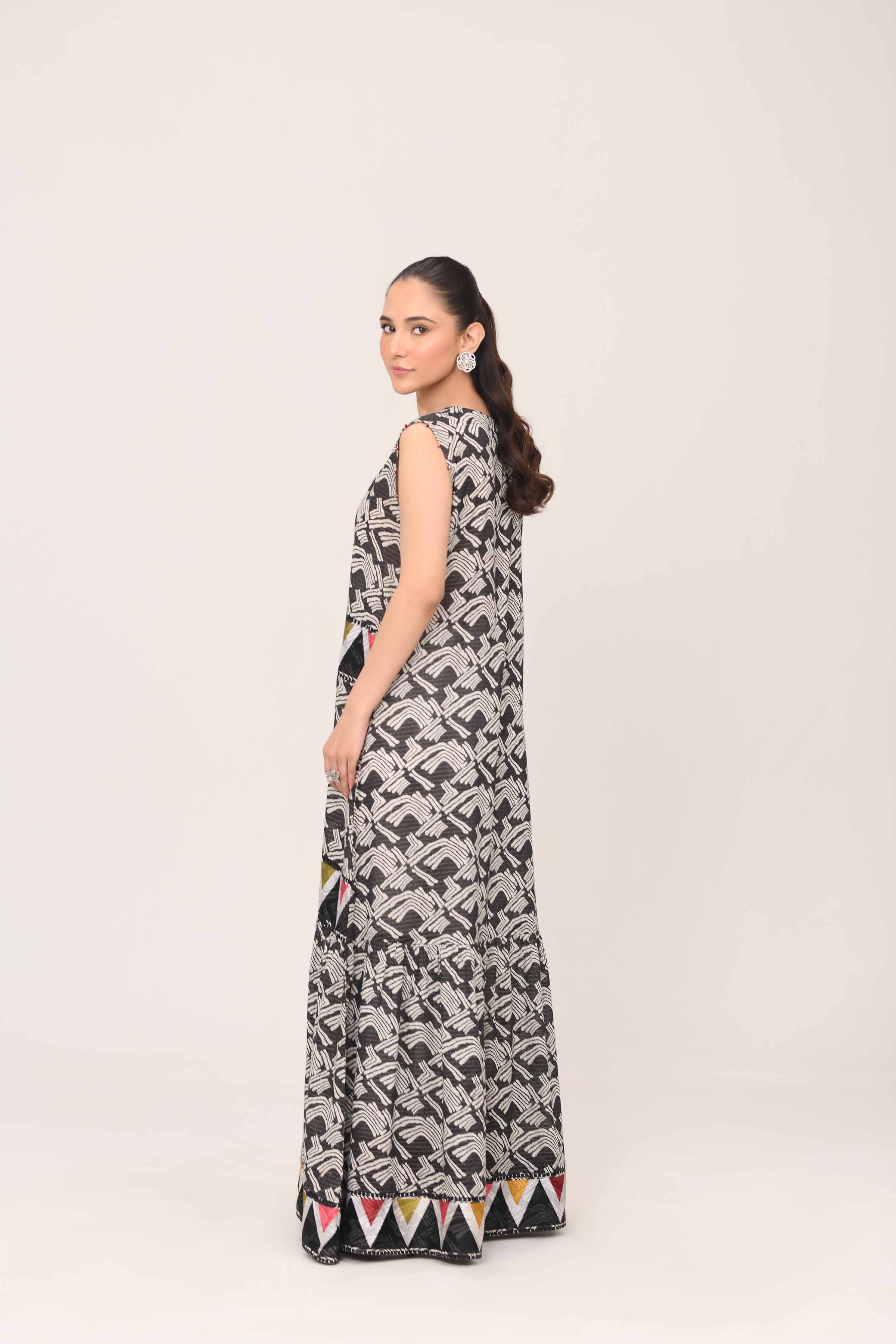 Printed Embroidered Dress - FE25-17 - Image 3