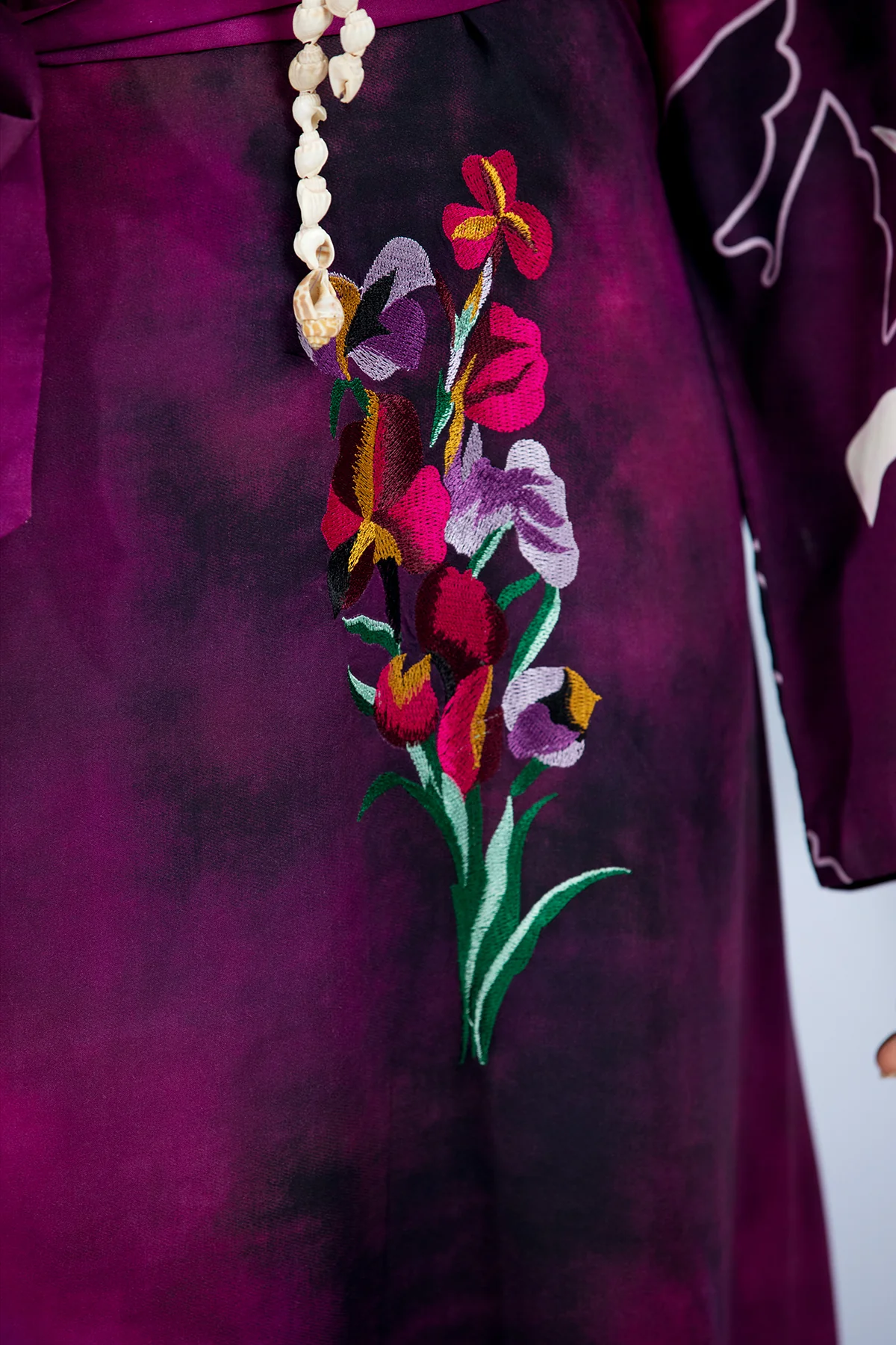 FS21-37-Micro-Modal Printed And Embroidered Long Dress - Image 5
