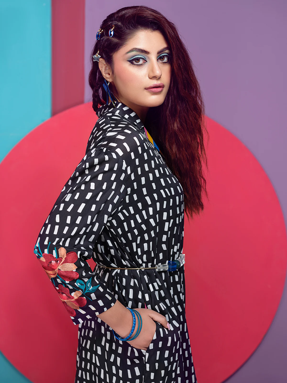 FS21-65-Mix and Match Printed Micro Modal Embroidered Tunic - Image 6