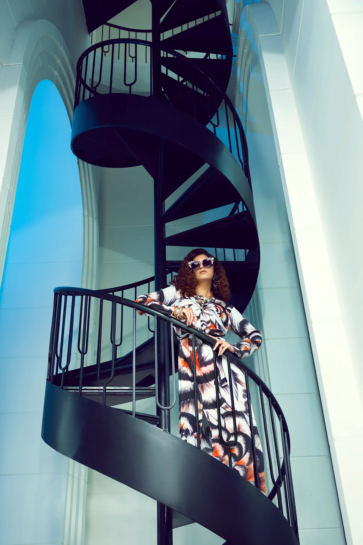 FW20-11 Digital Printed Long Fusion Dress - 1PC - Image 4