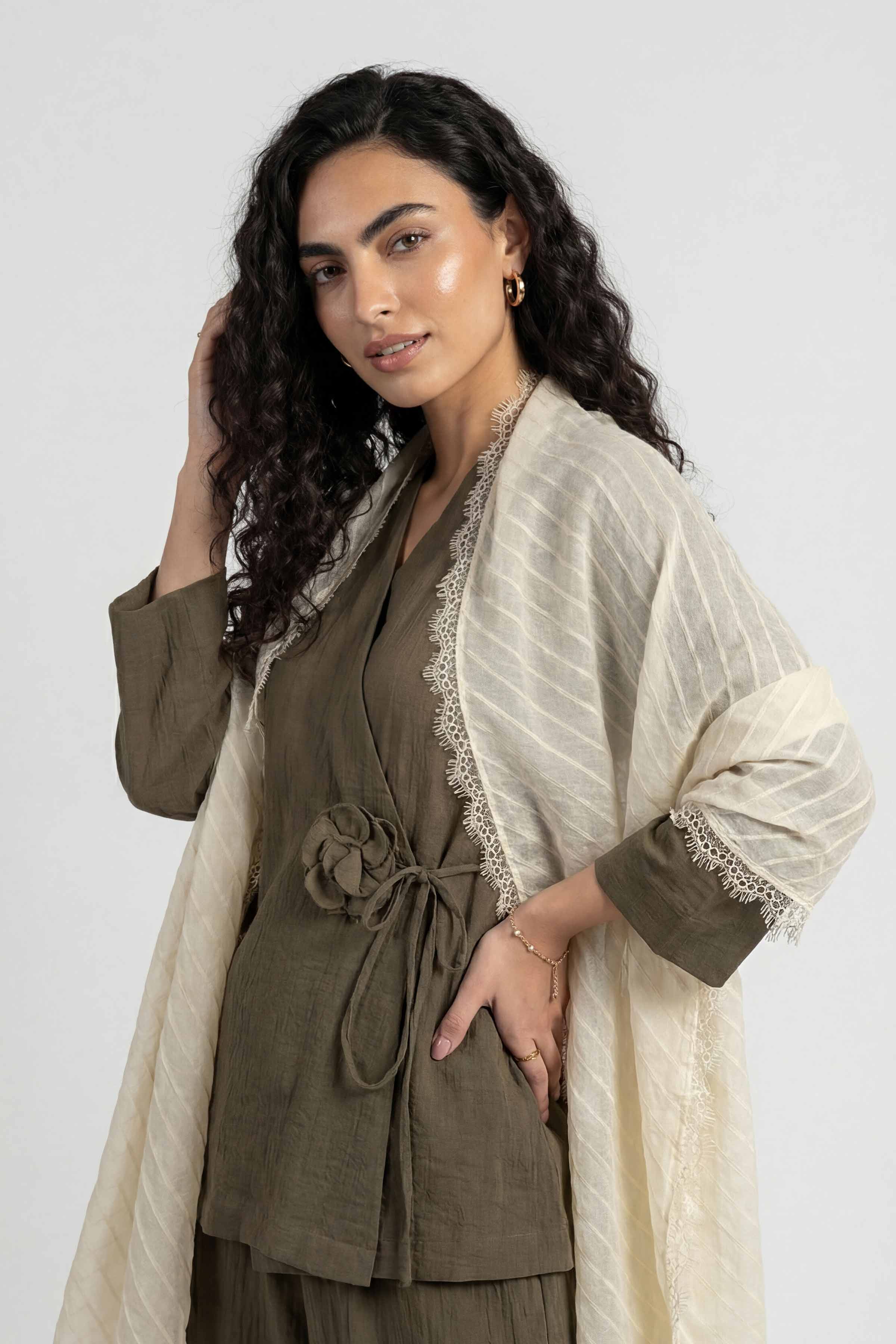 Beige Women Scarf - 72070972 - Image 2