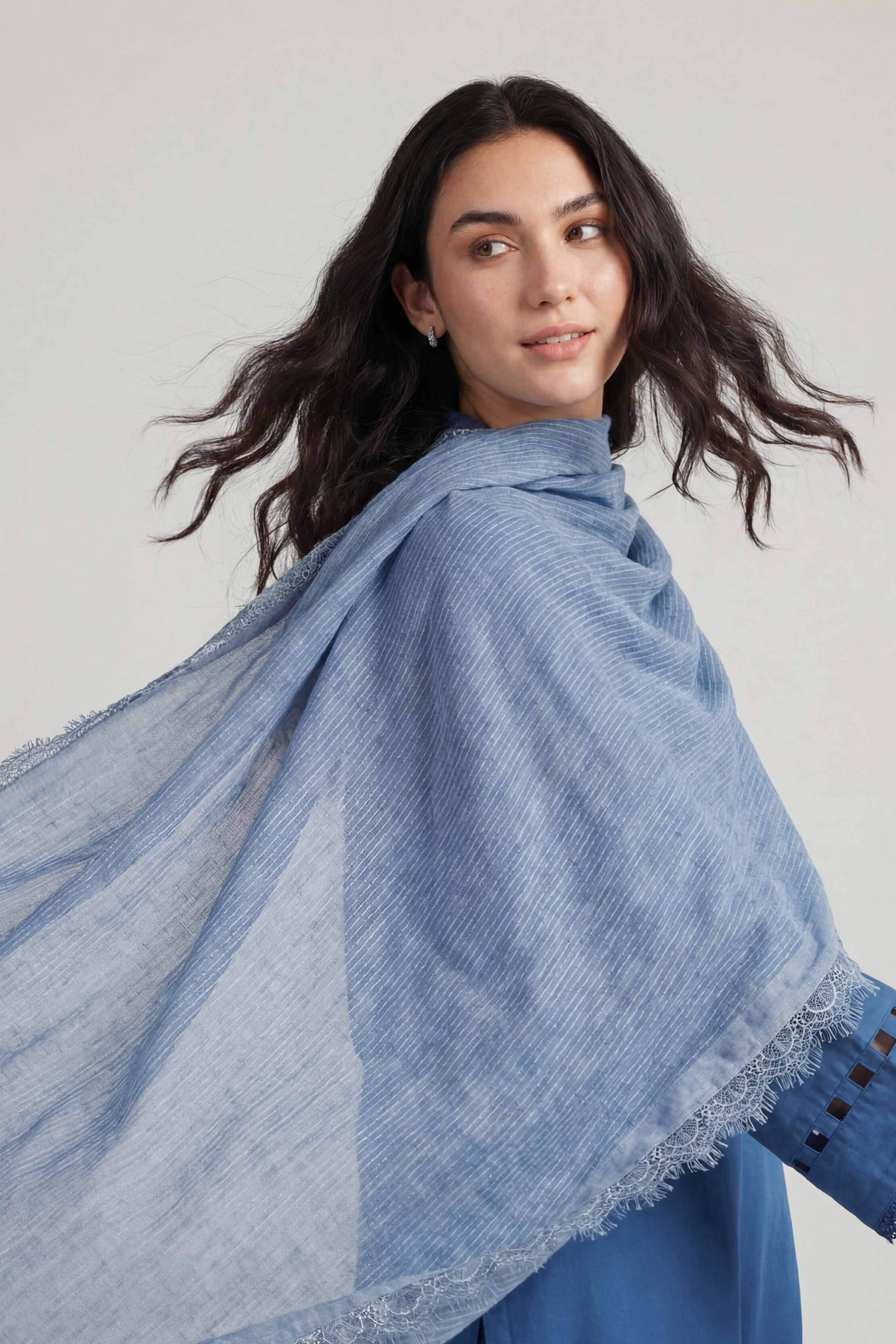 Blue Women Scarf - 72070974 - Image 3