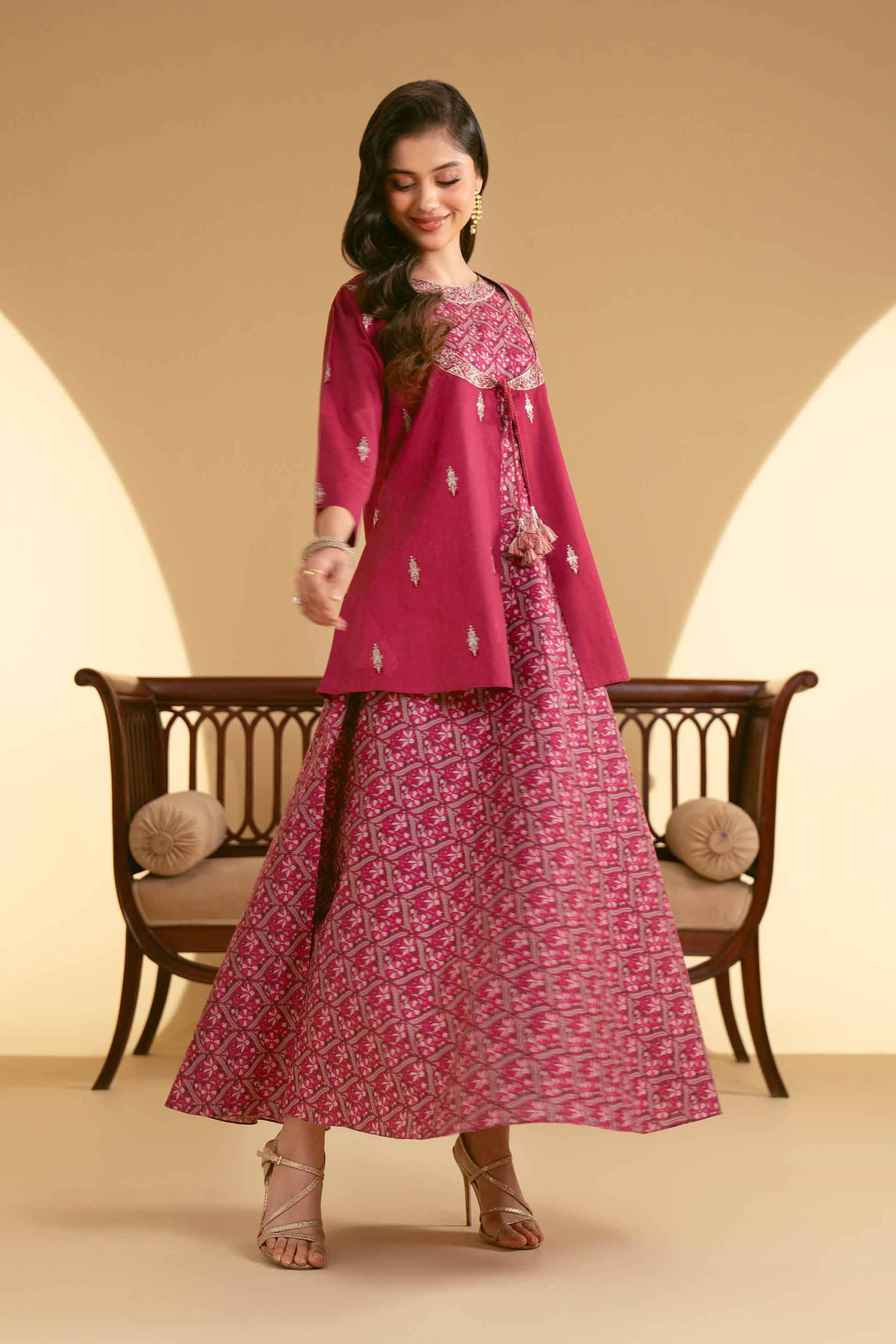 2 Piece - Printed Embroidered Suit - KFE25-29 - Image 2