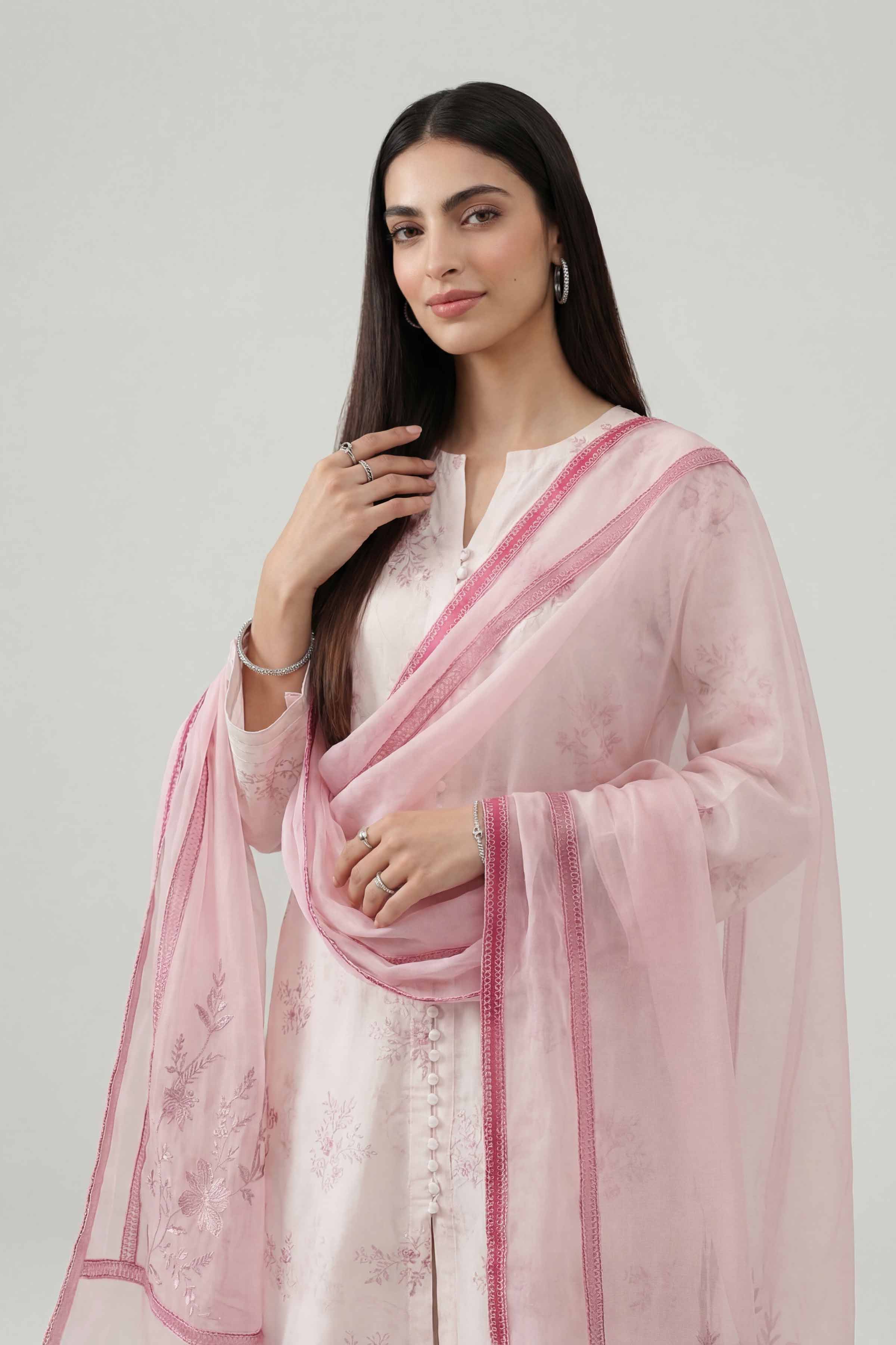 3 Piece - Printed Embroidered Suit - KFE26-107 - Image 7