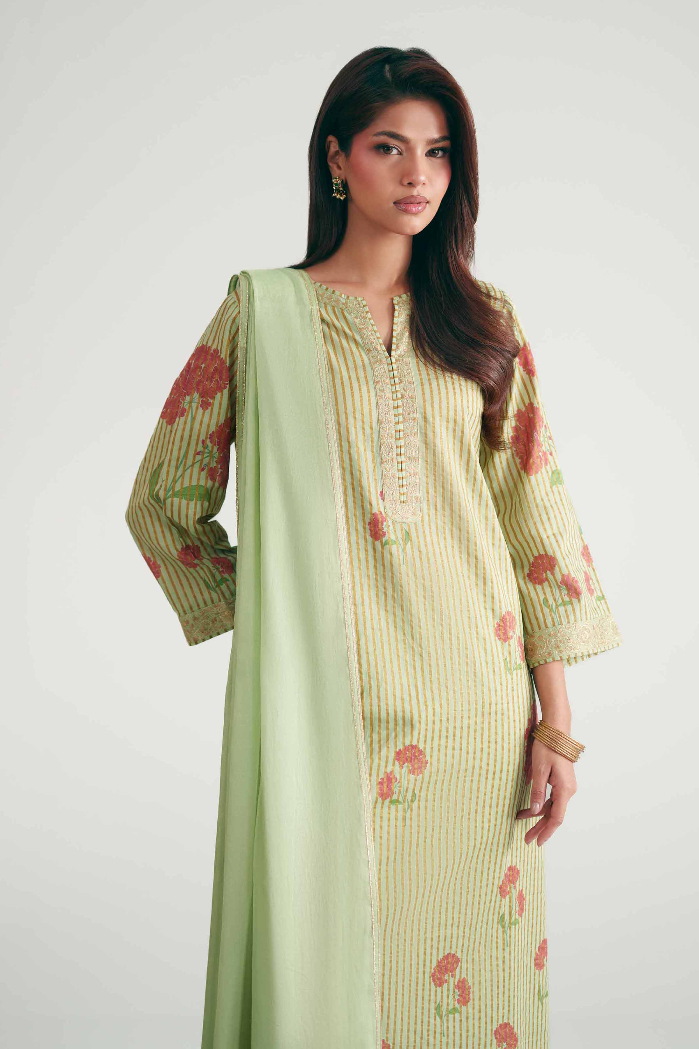 3 Piece - Printed Embroidered Suit - KFE26-204 - Image 6