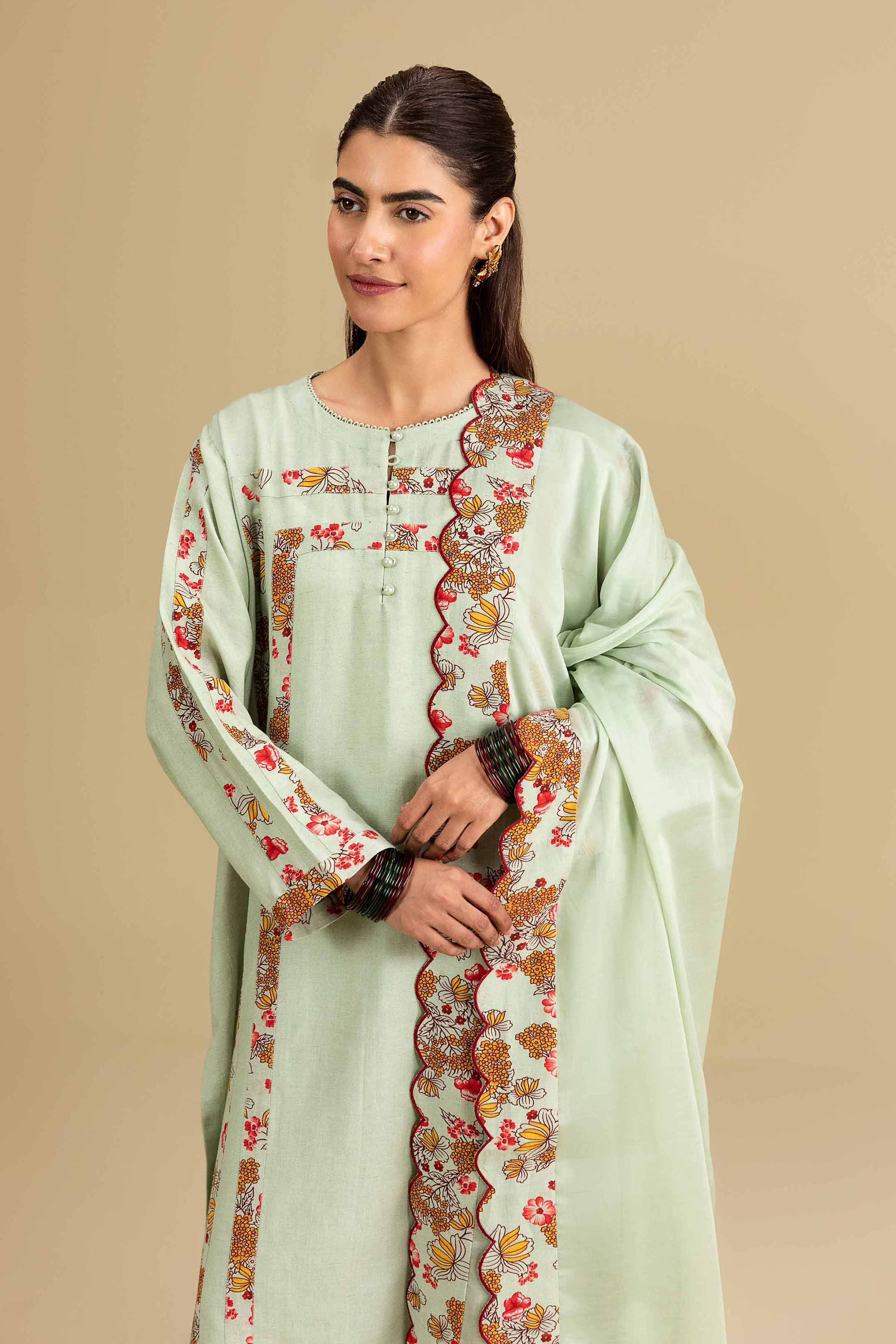 3 Piece - Printed Embroidered Suit - KFE26-206 - Image 2