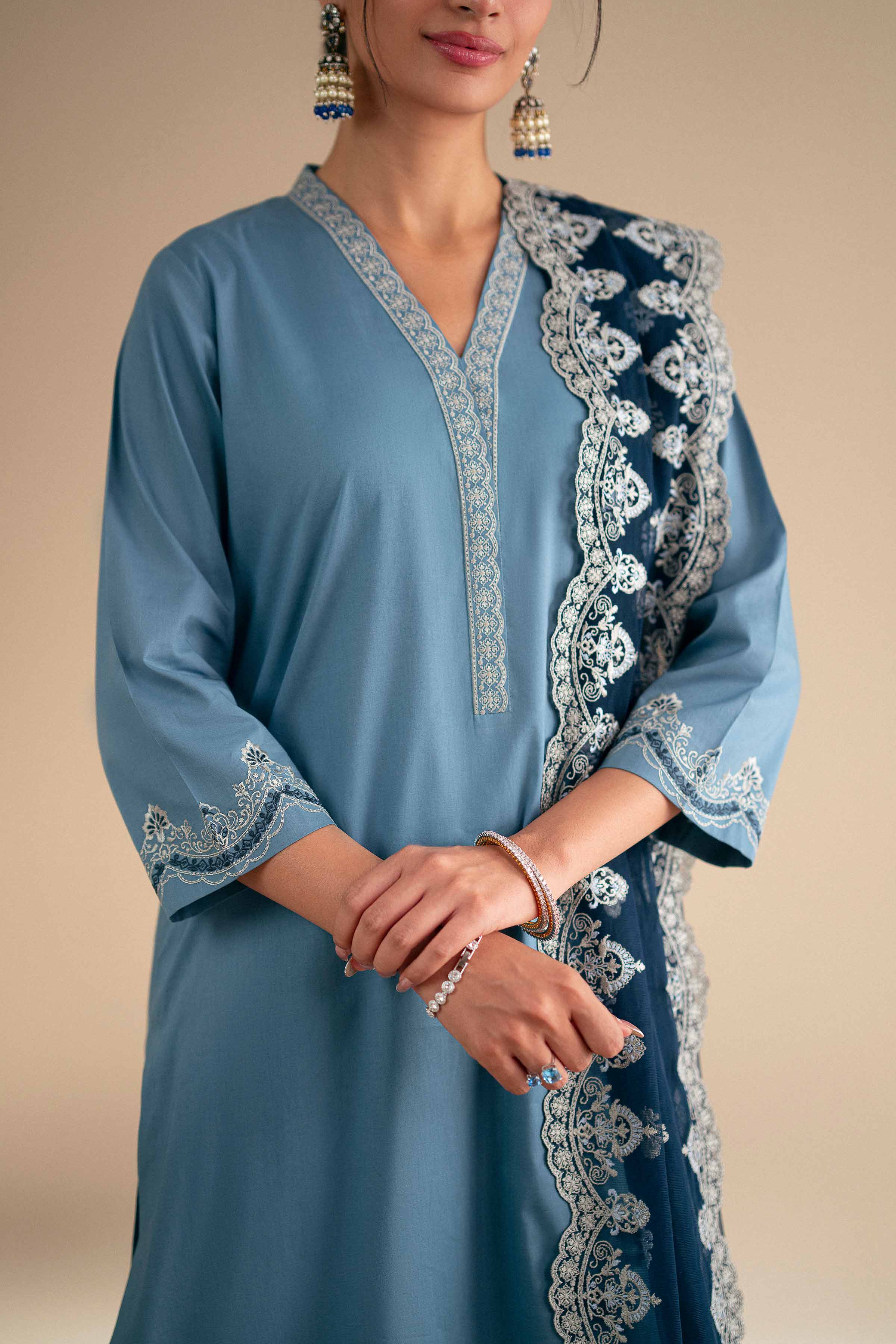 3 Piece - Embroidered Suit - KFS25-122 - Image 5