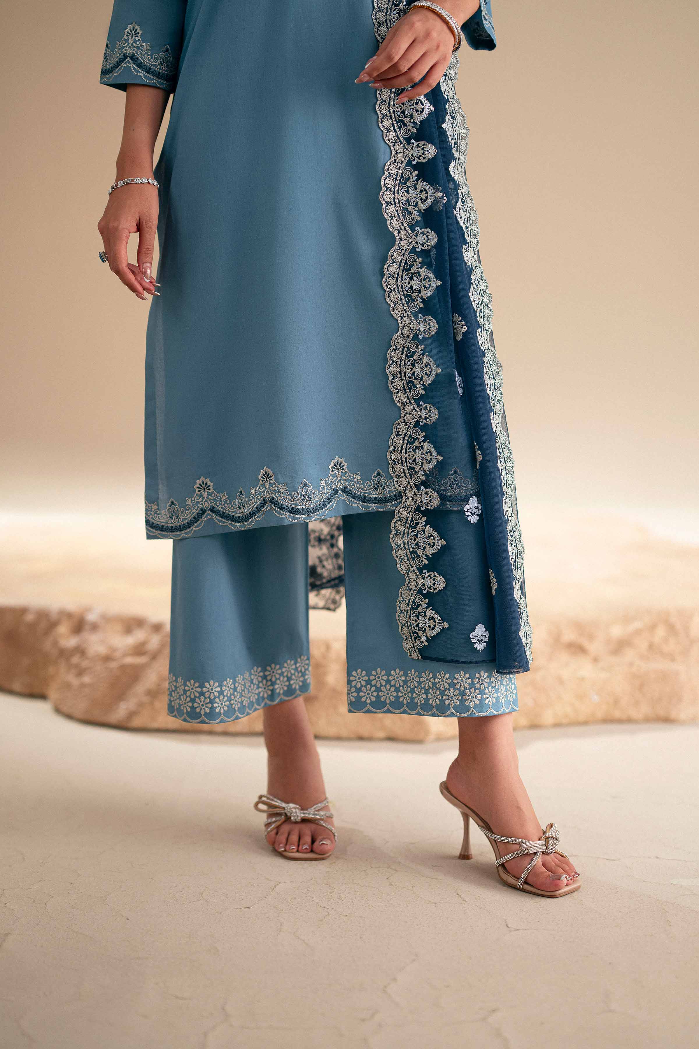 3 Piece - Embroidered Suit - KFS25-122 - Image 6