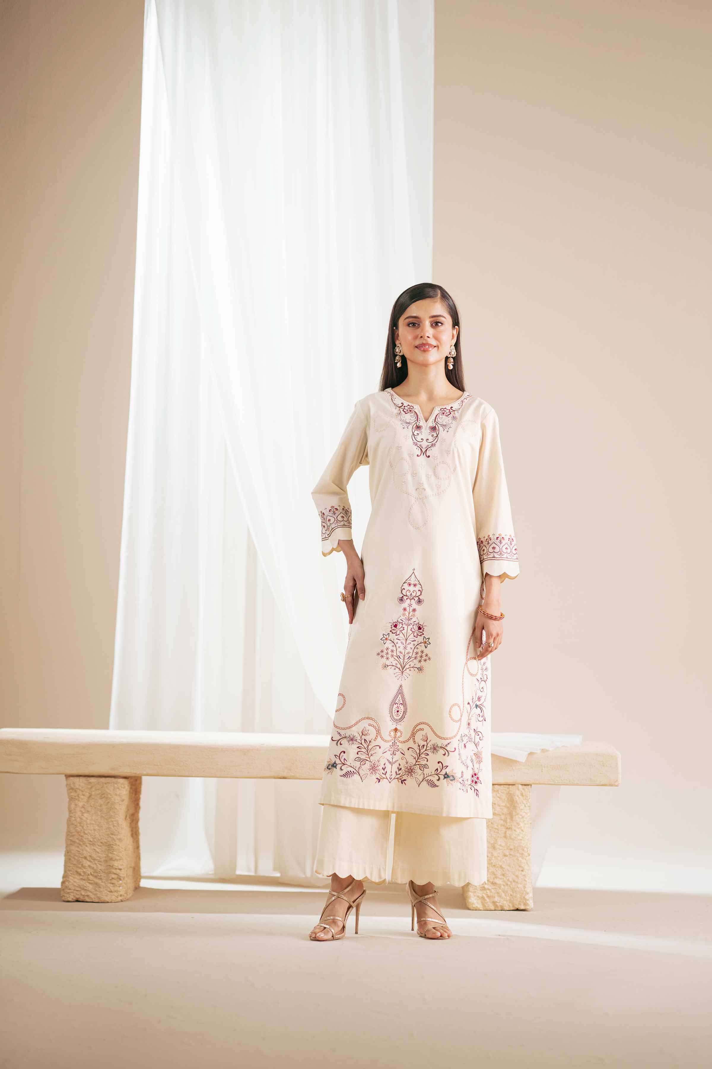 2 Piece - Embroidered Suit - KFS25-77 - Image 6