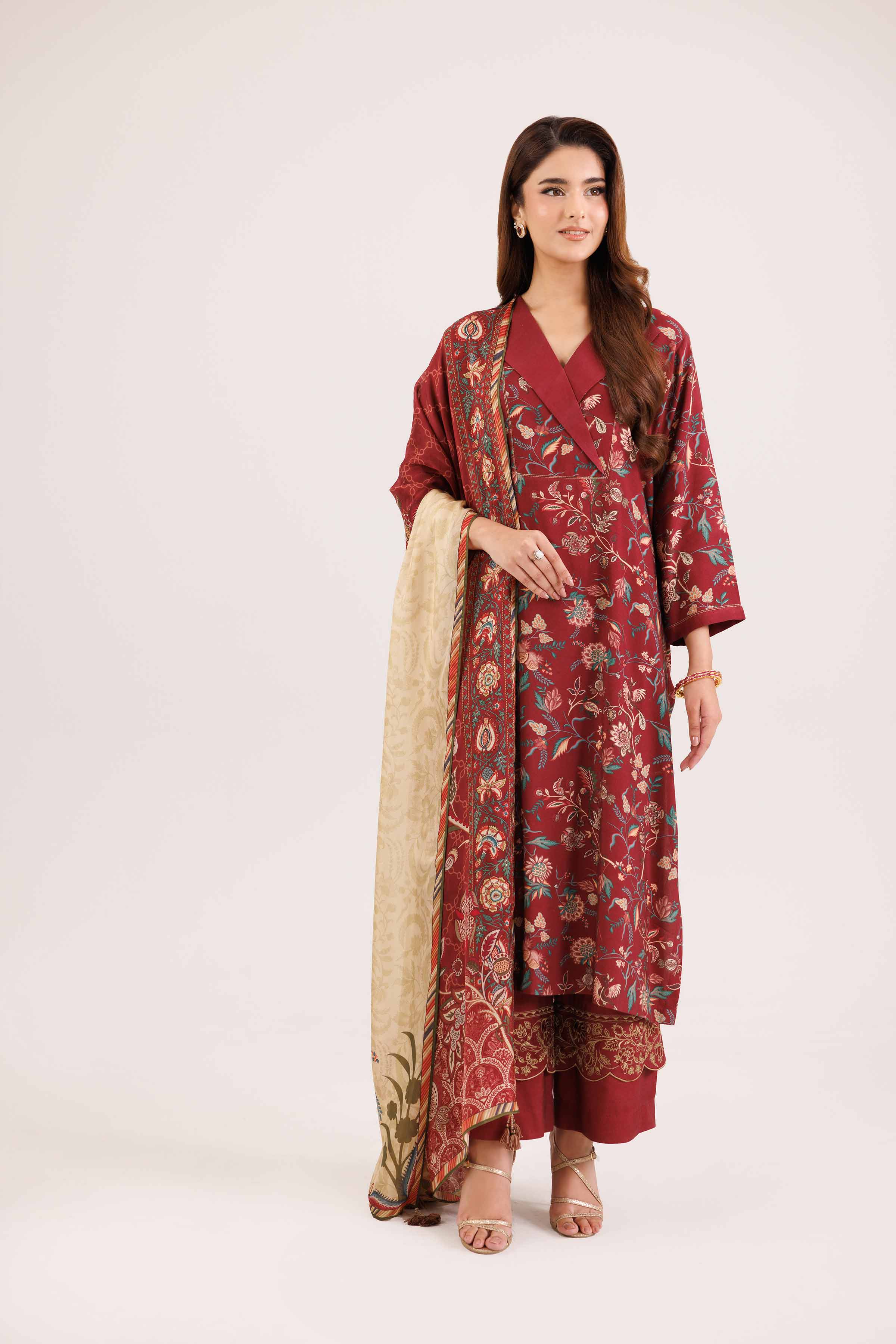 3 Piece - Printed Embroidered Suit - KFW25-100 - Image 7