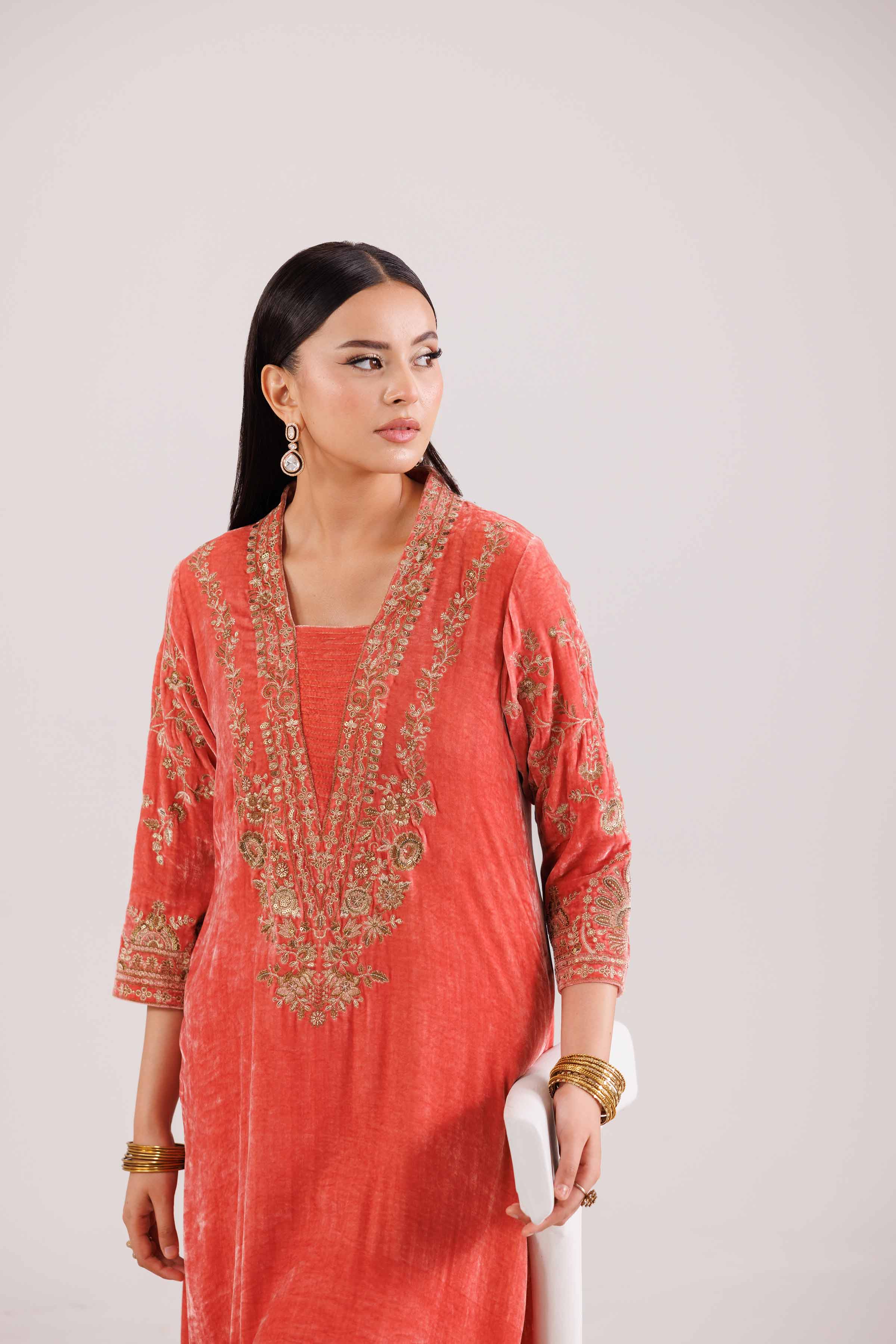 2 Piece - Embroidered Suit - KFW25-26 - Image 3