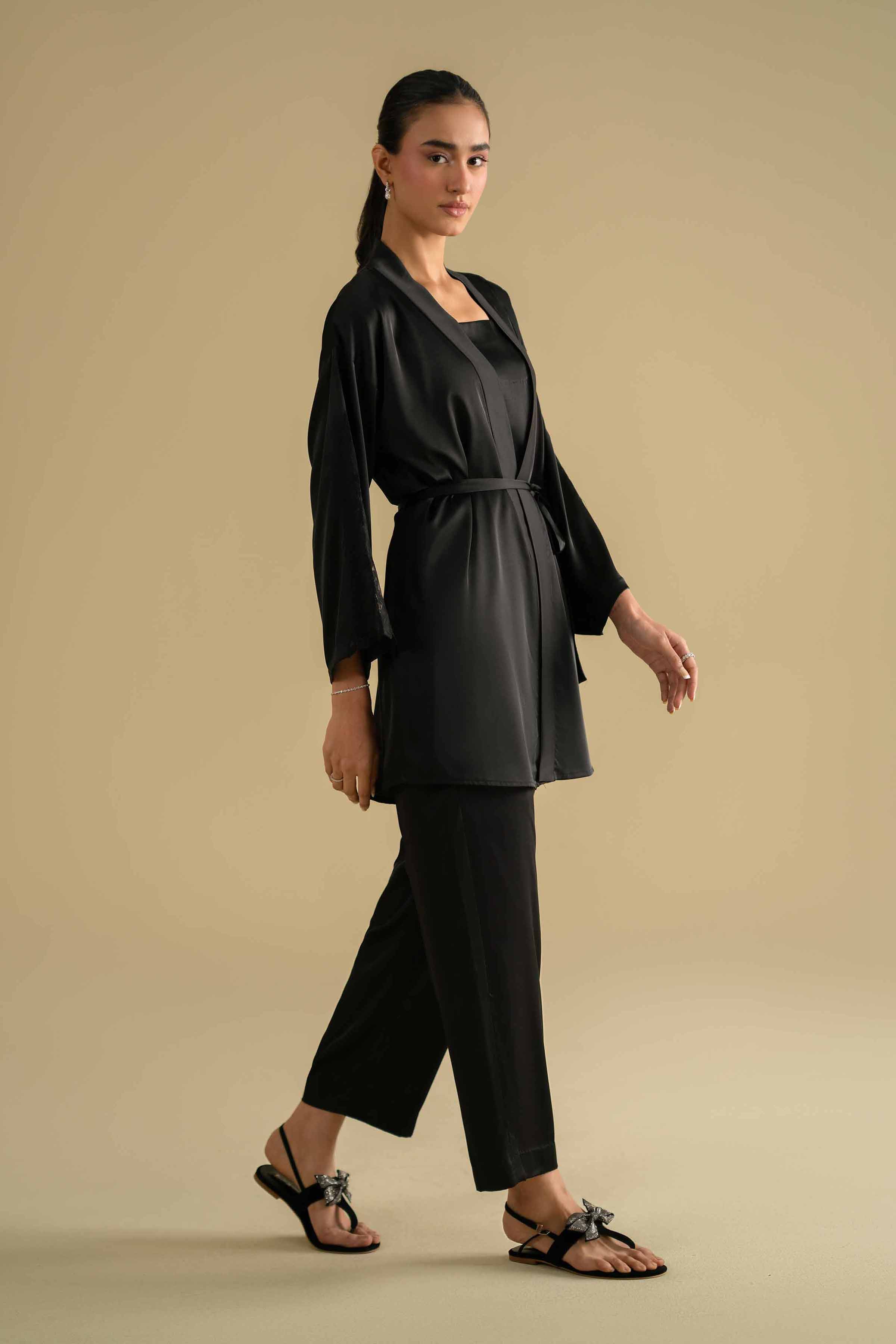 3 Piece - Embroidered Loungewear - KLS26-10 - Image 4