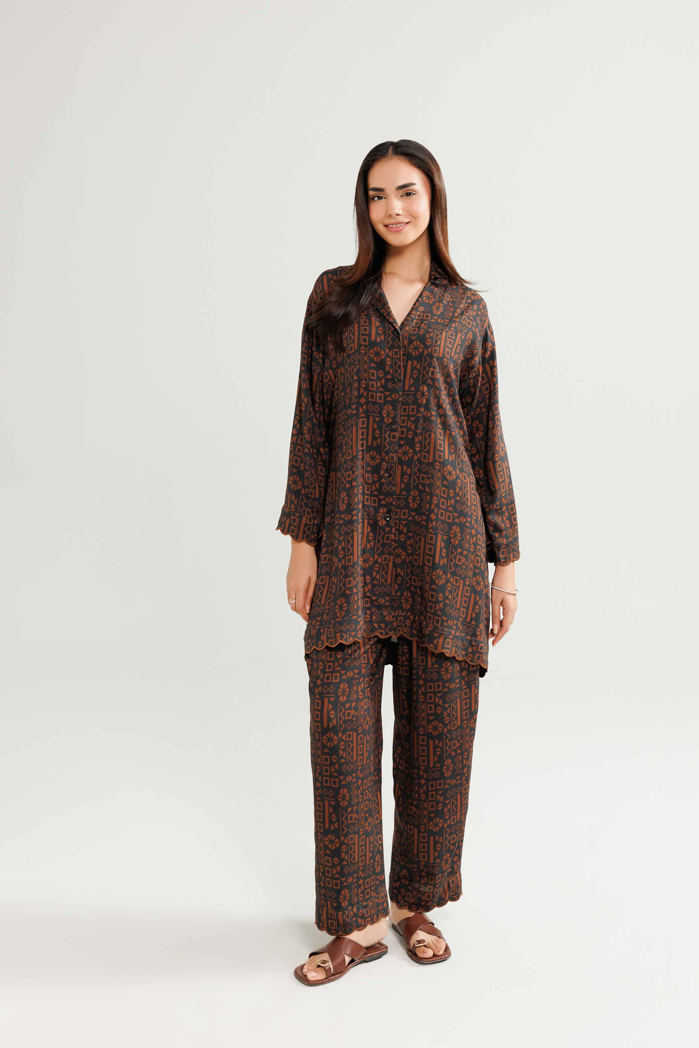 2 Piece - Printed Embroidered Loungewear - KLW25-11 - Image 5