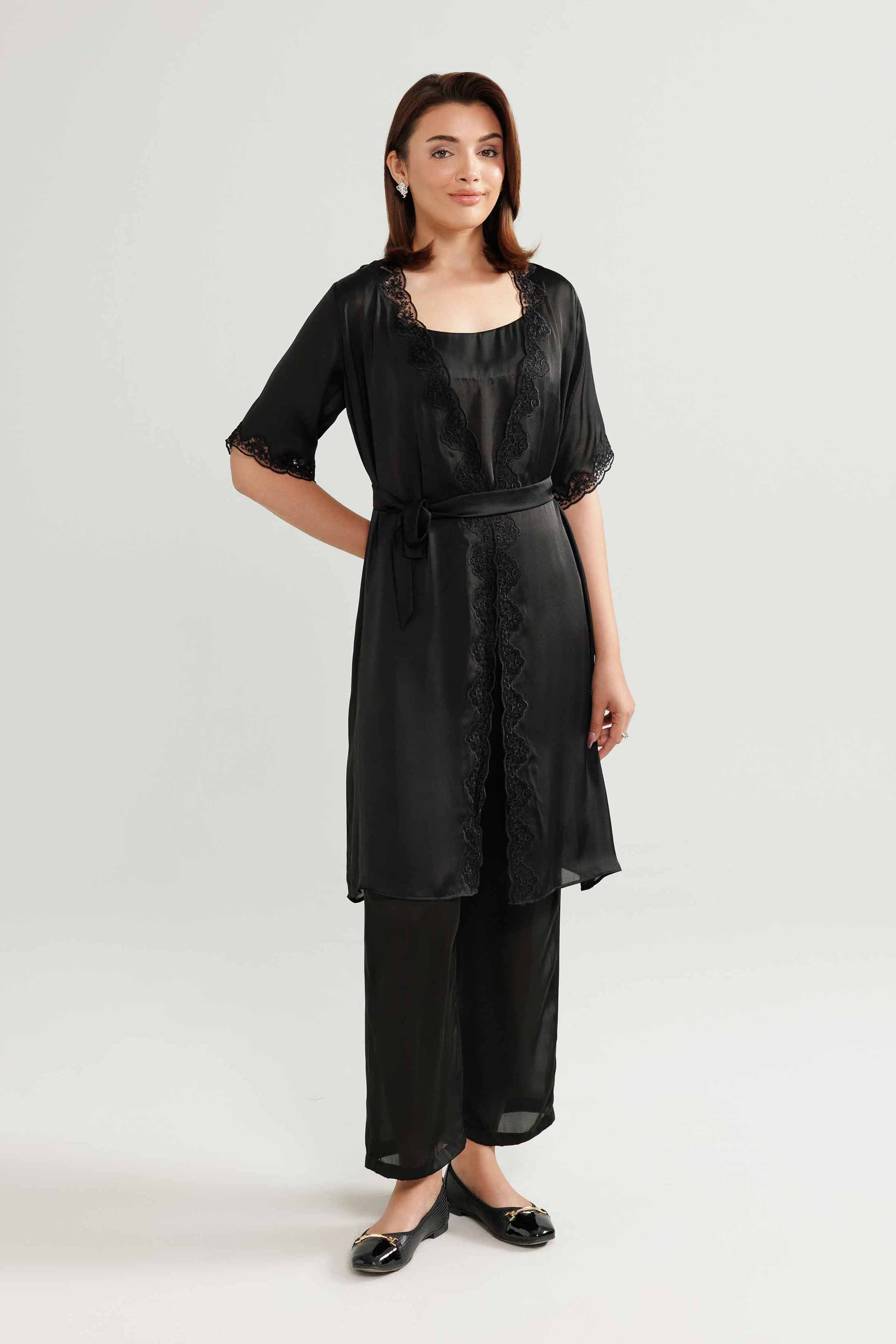 3 Piece - Embroidered Loungewear - KLW25-12 - Image 2