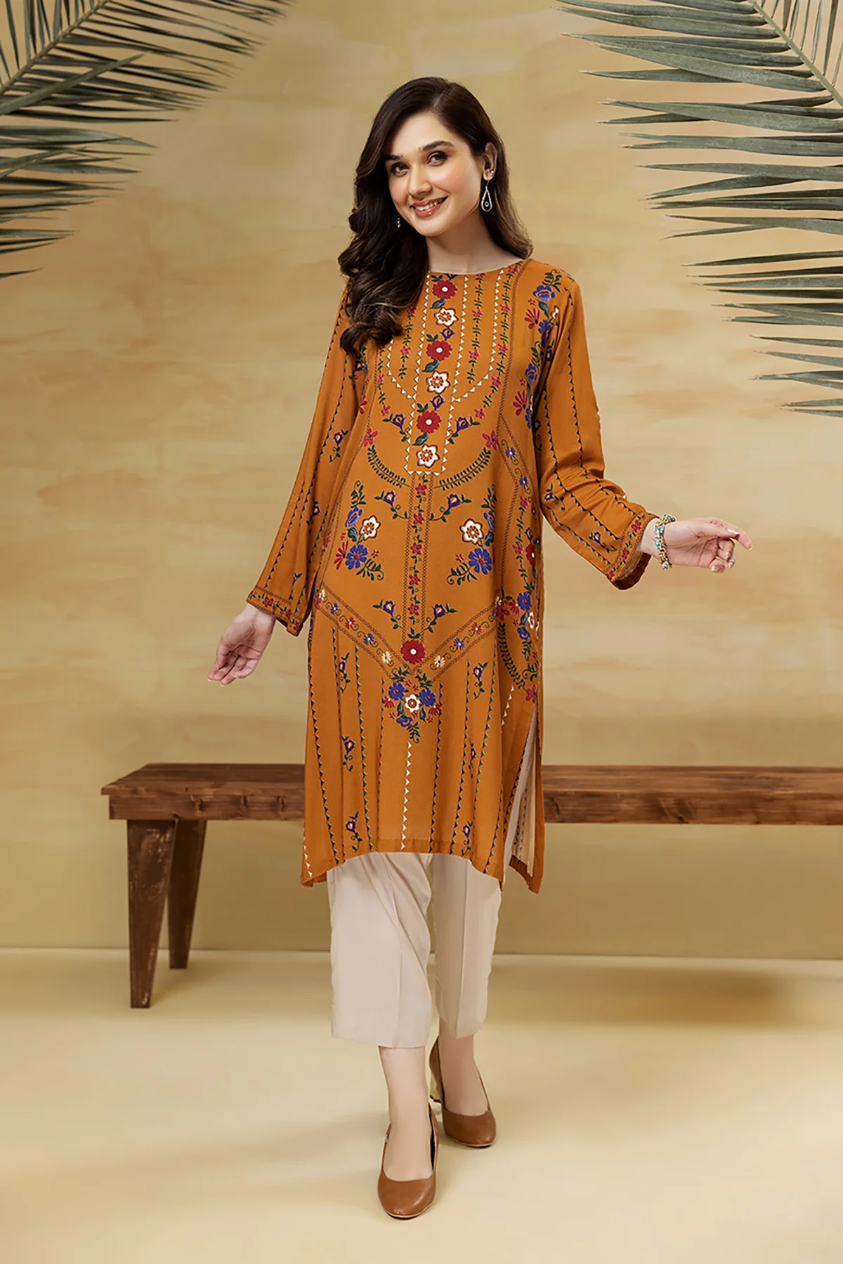 PDW22-15-Printed Straight Shirt 1PC