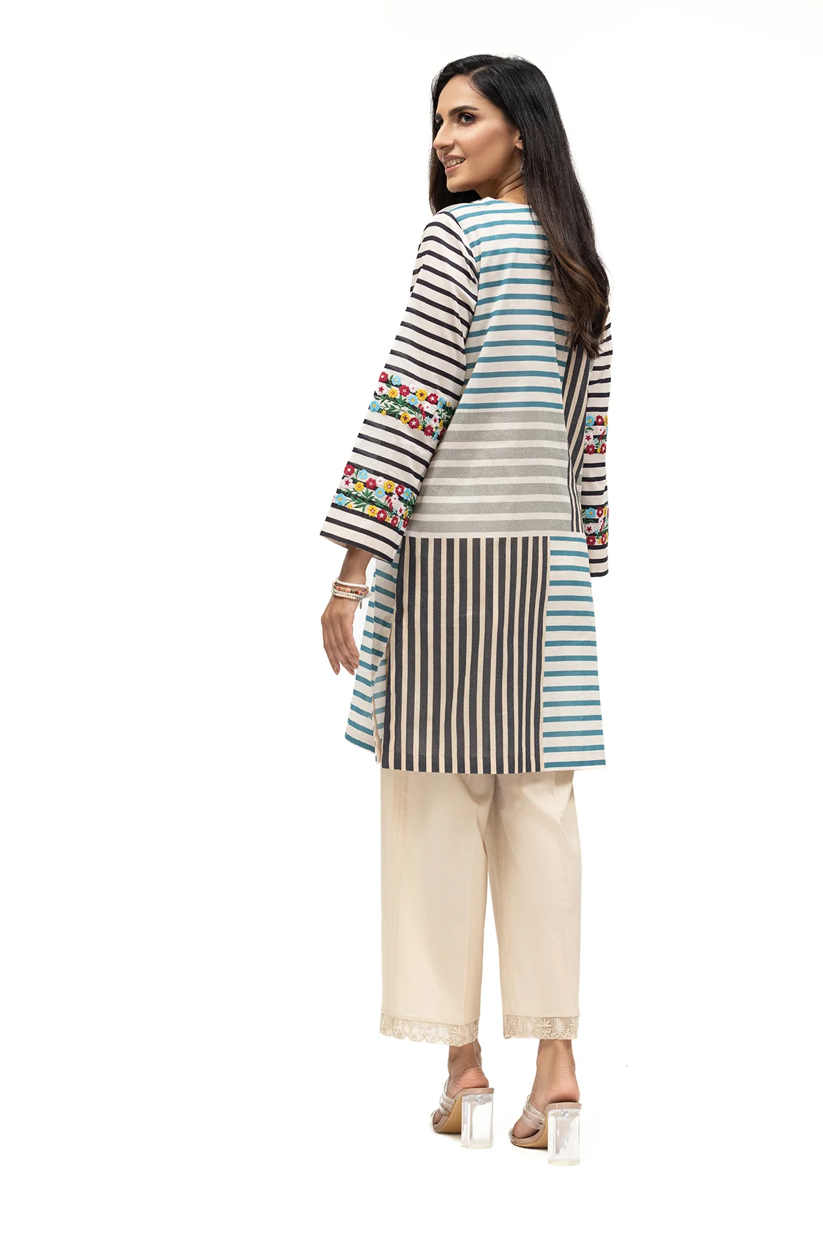 PE22-33-Printed Embroidered Shirt 1PC - Image 2