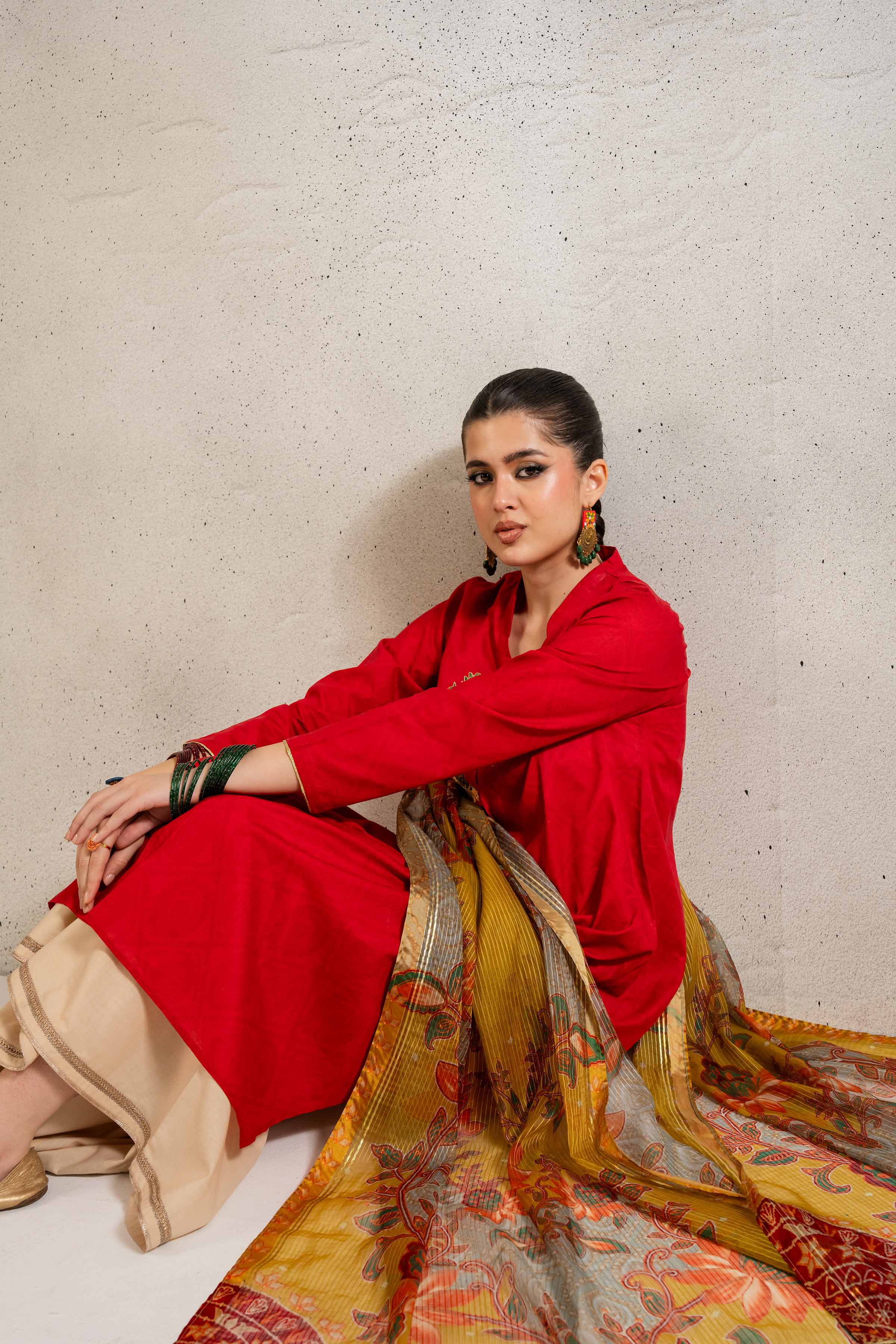 2 Piece - Printed Embroidered Suit - PE25-126 - Image 4