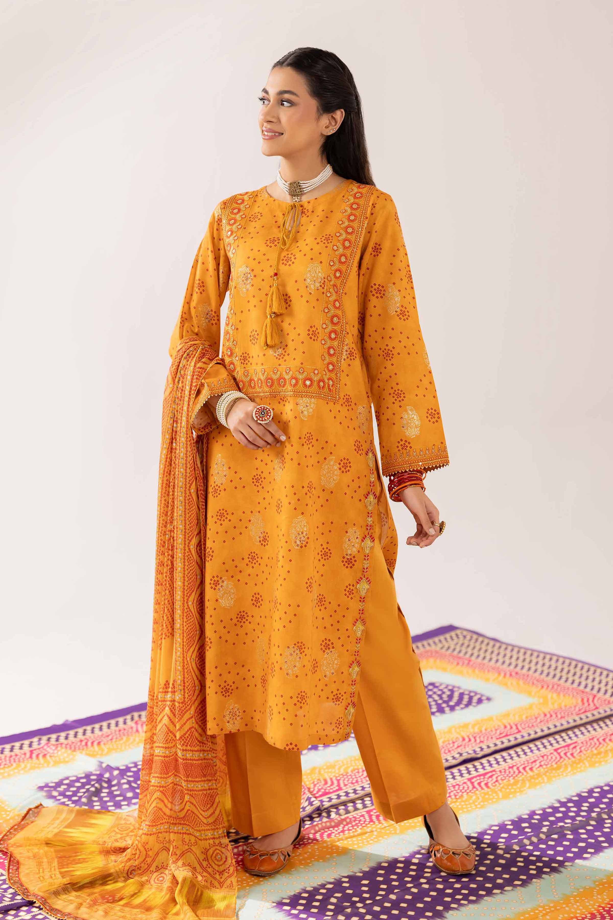 3 Piece - Printed Embroidered Suit - PE25-201 - Image 2