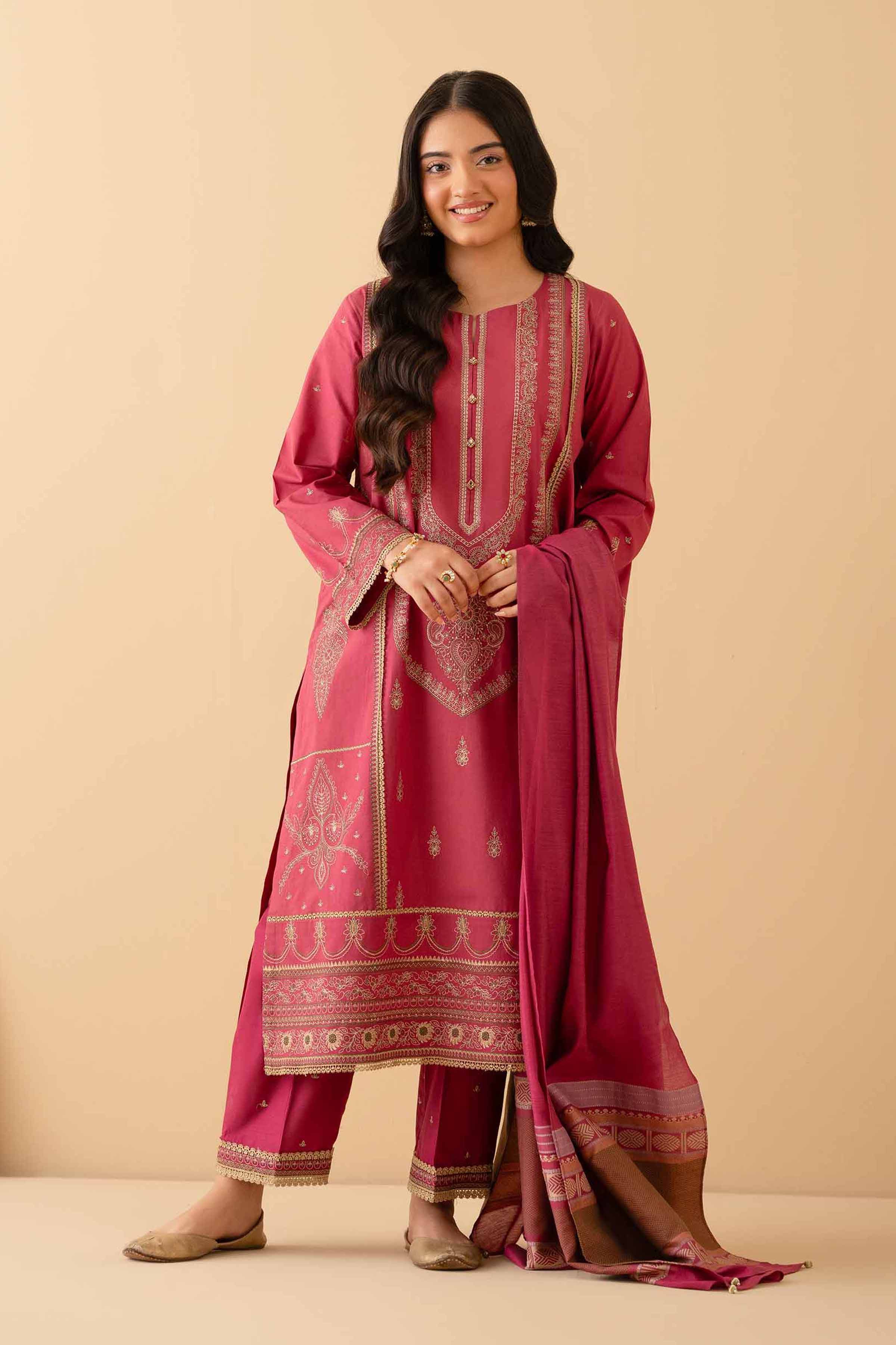 3 Piece - Embroidered Suit - PE25-232 - Image 2