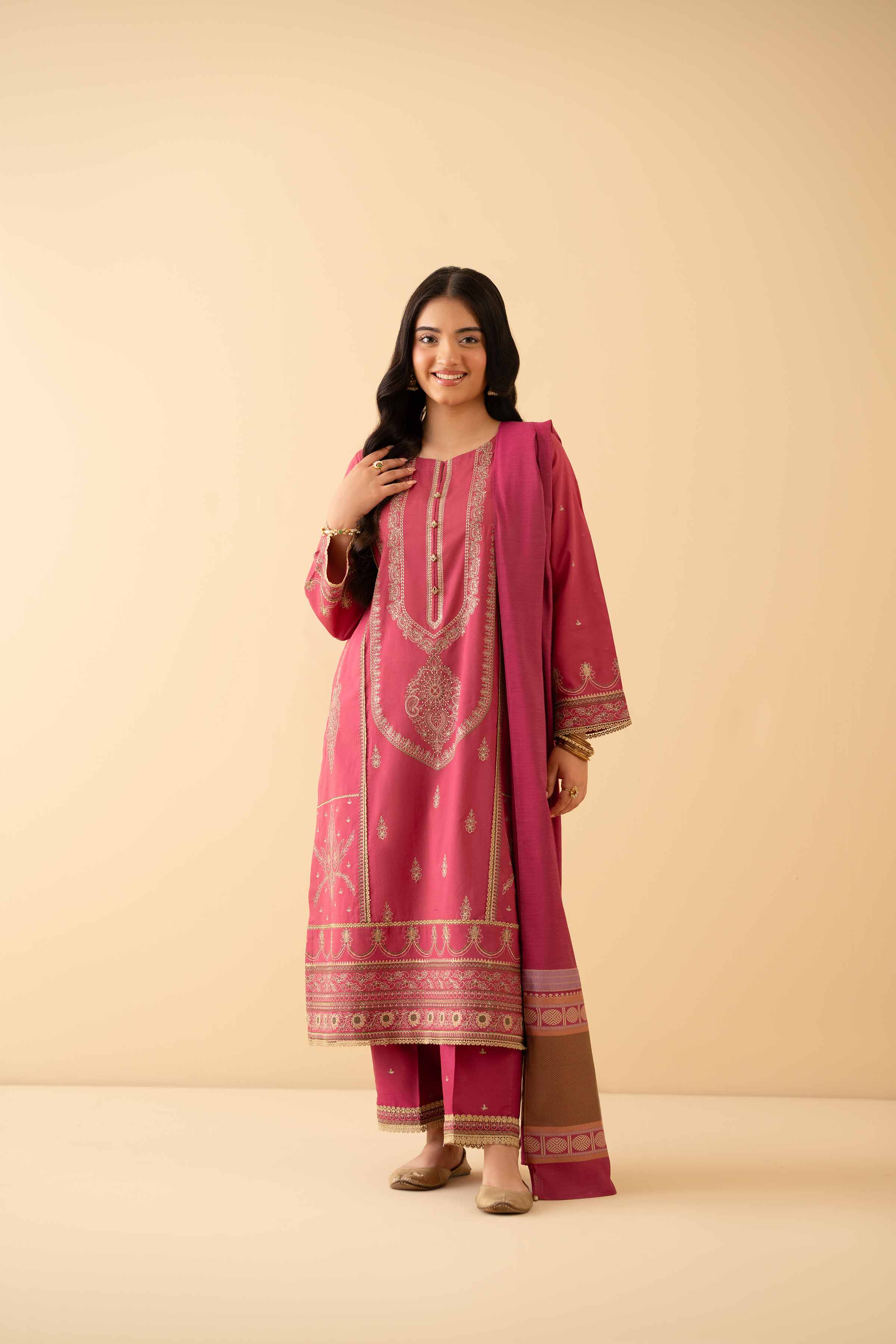 3 Piece - Embroidered Suit - PE25-232 - Image 4