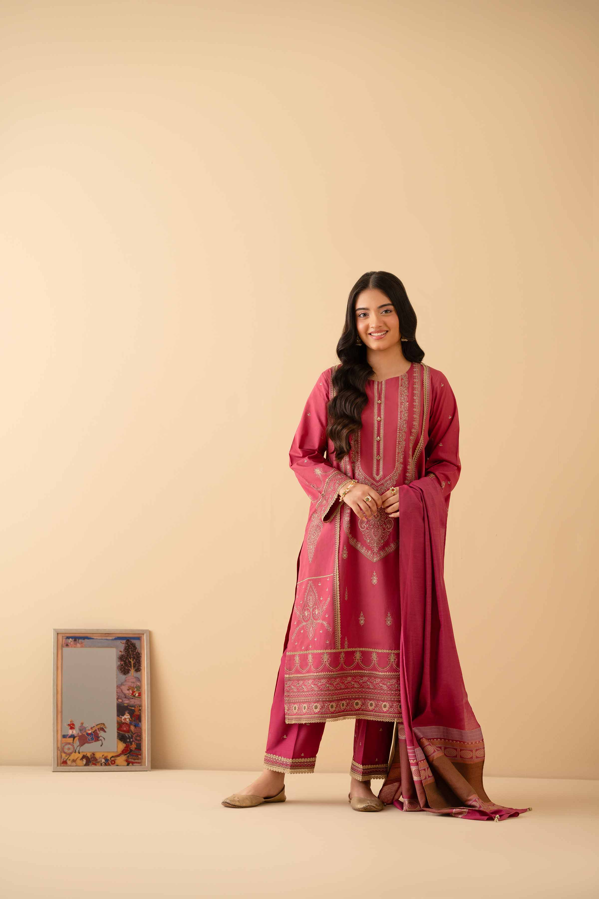 3 Piece - Embroidered Suit - PE25-232 - Image 5