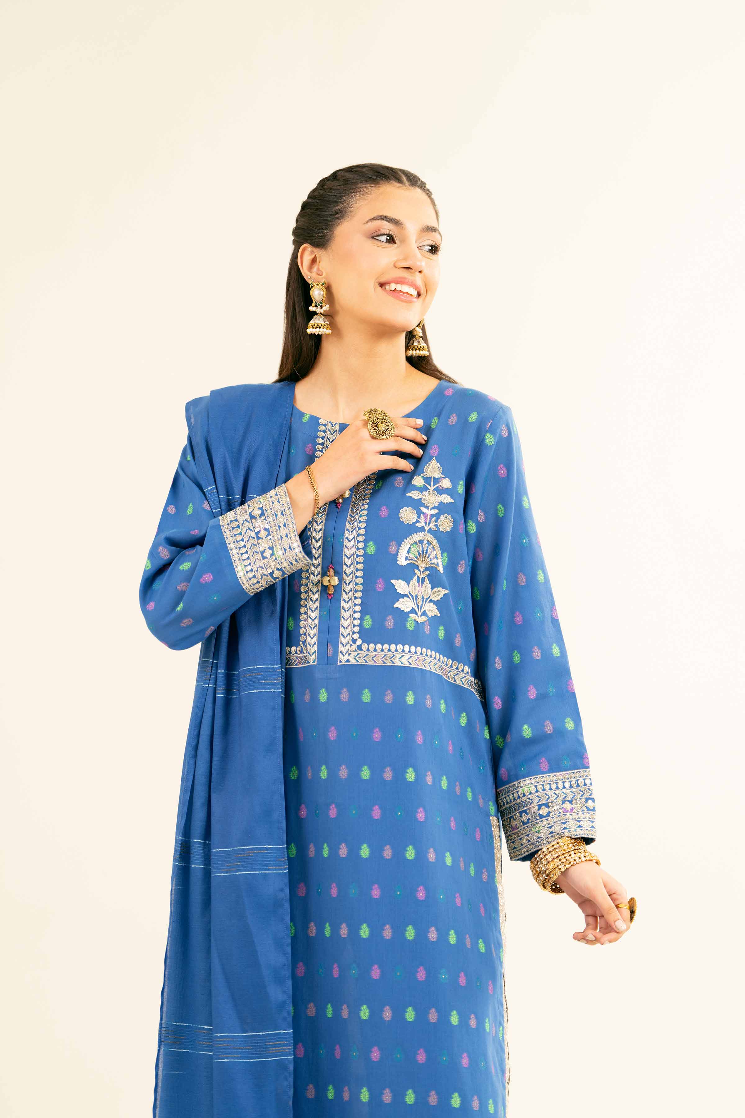 3 Piece - Embroidered Suit - PE25-355 - Image 5