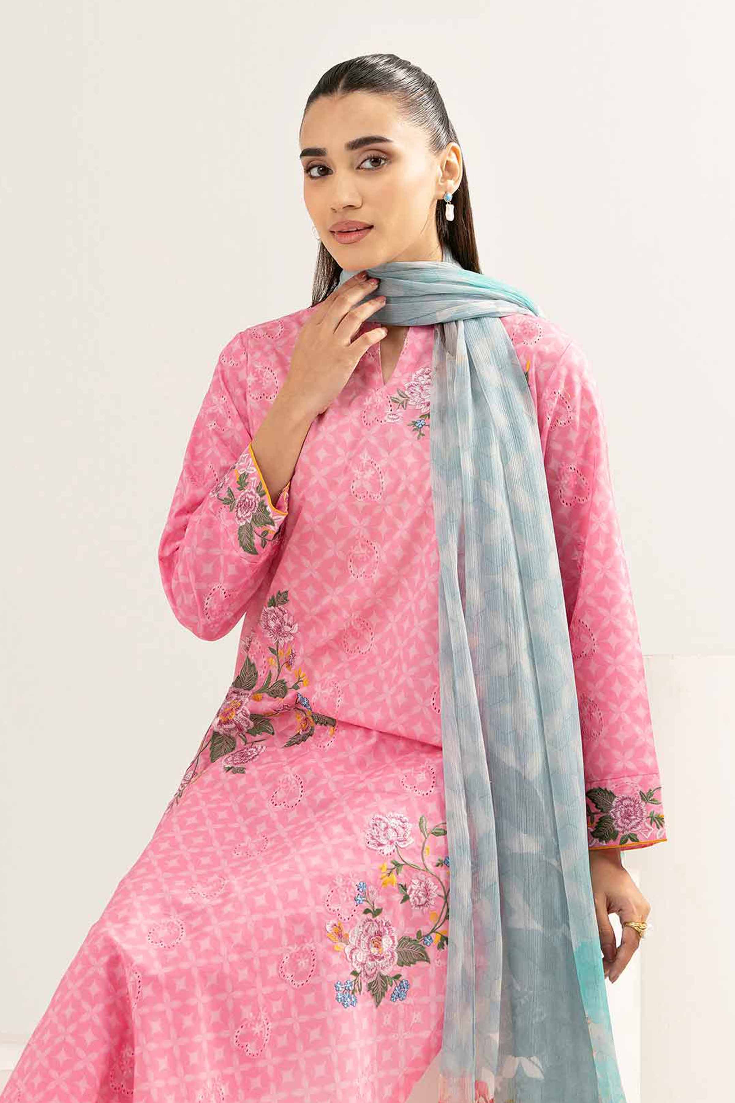 3 Piece - Printed Embroidered Suit - PE25-372 - Image 2