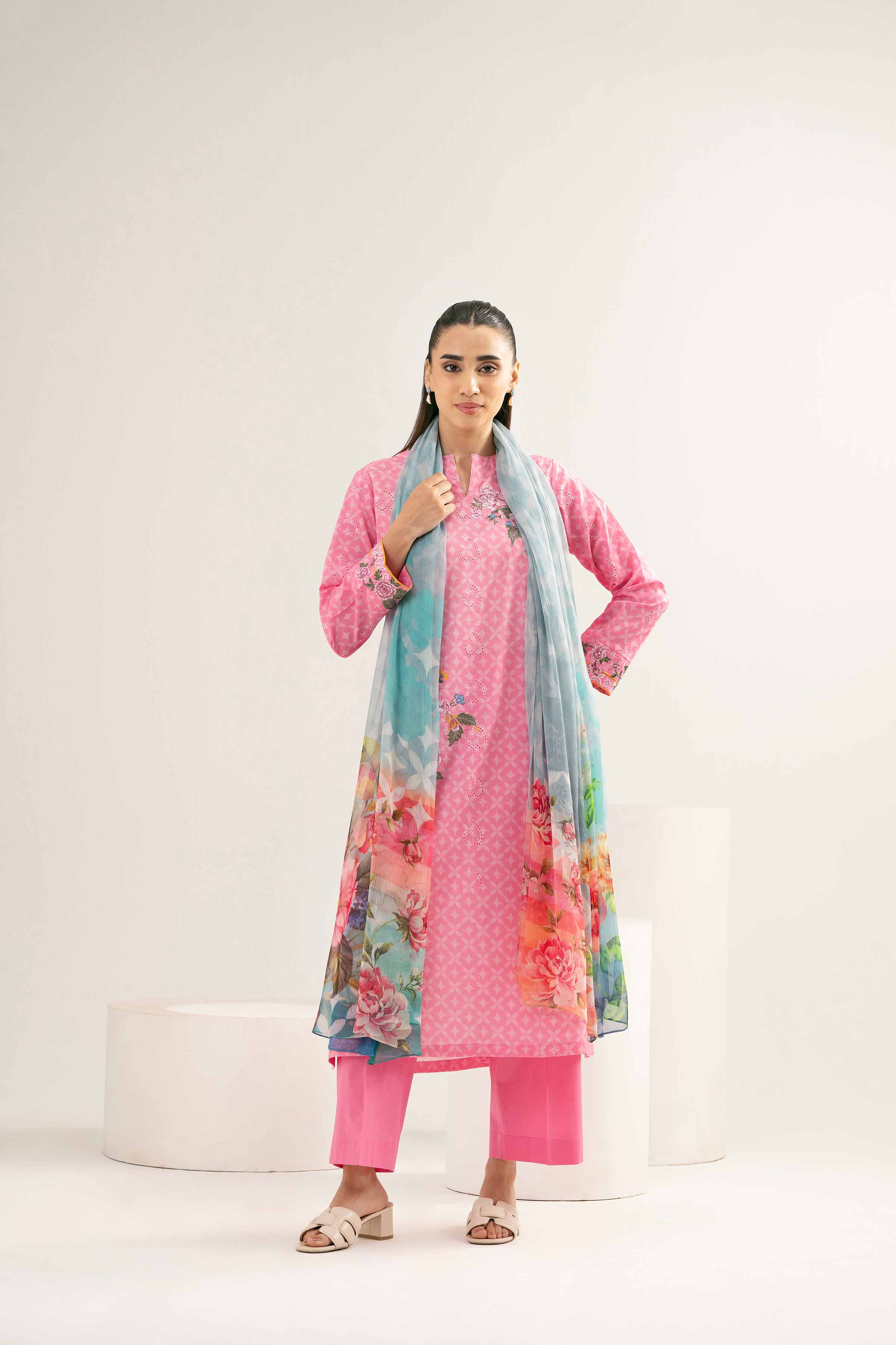 3 Piece - Printed Embroidered Suit - PE25-372 - Image 6