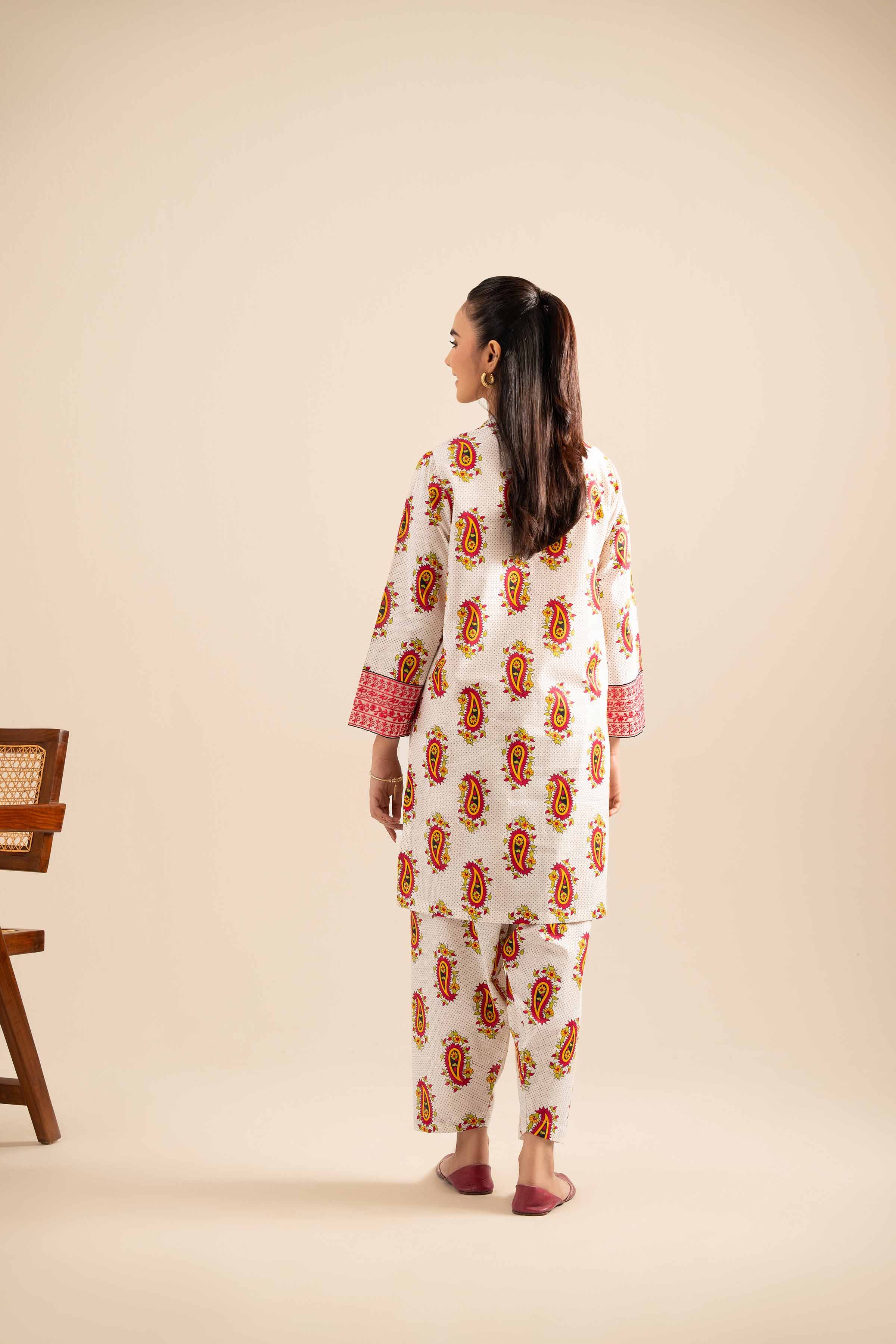 2 Piece - Printed Embroidered Suit - PE25-416 - Image 4
