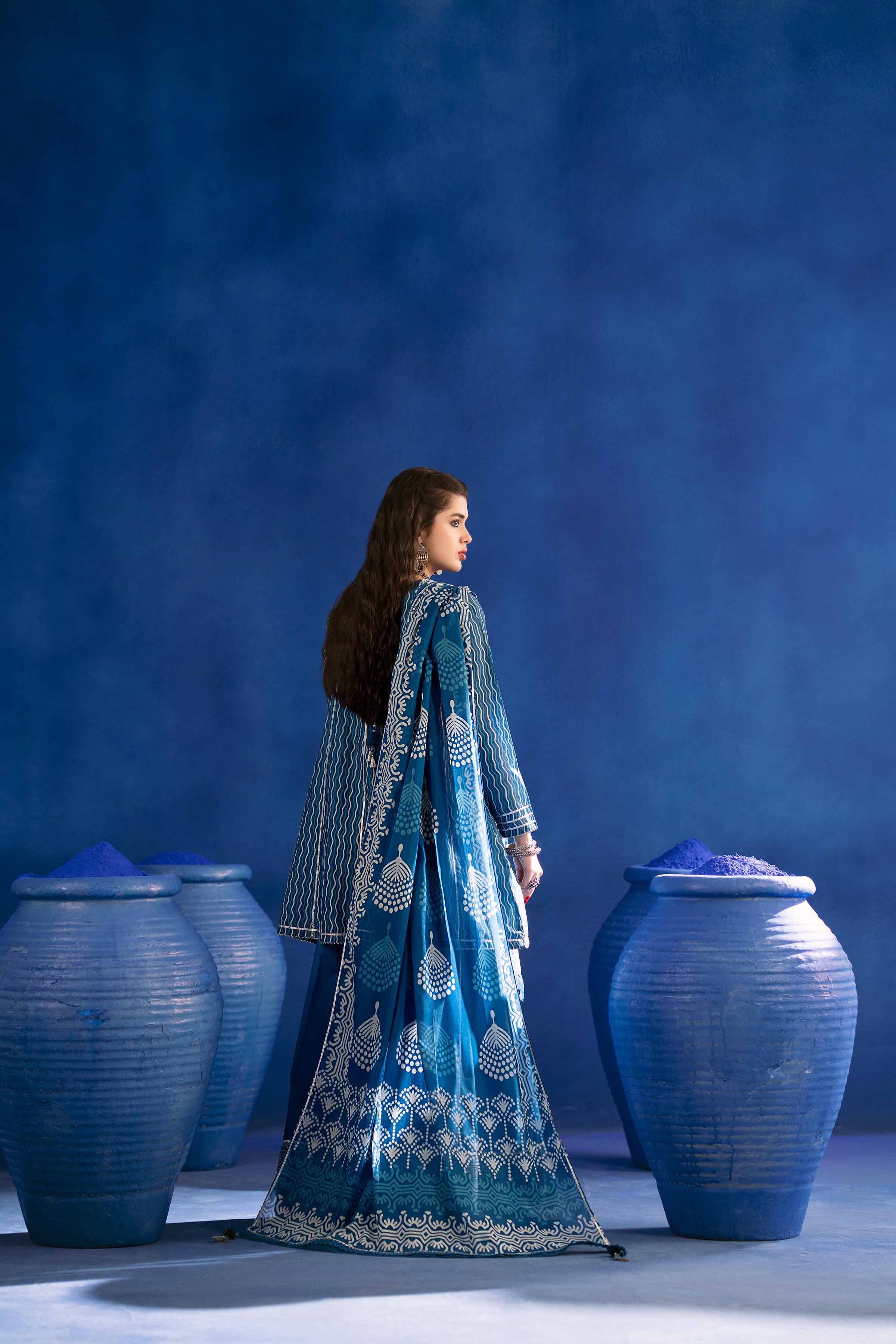 3 Piece - Printed Embroidered Suit - PE25-96 - Image 3