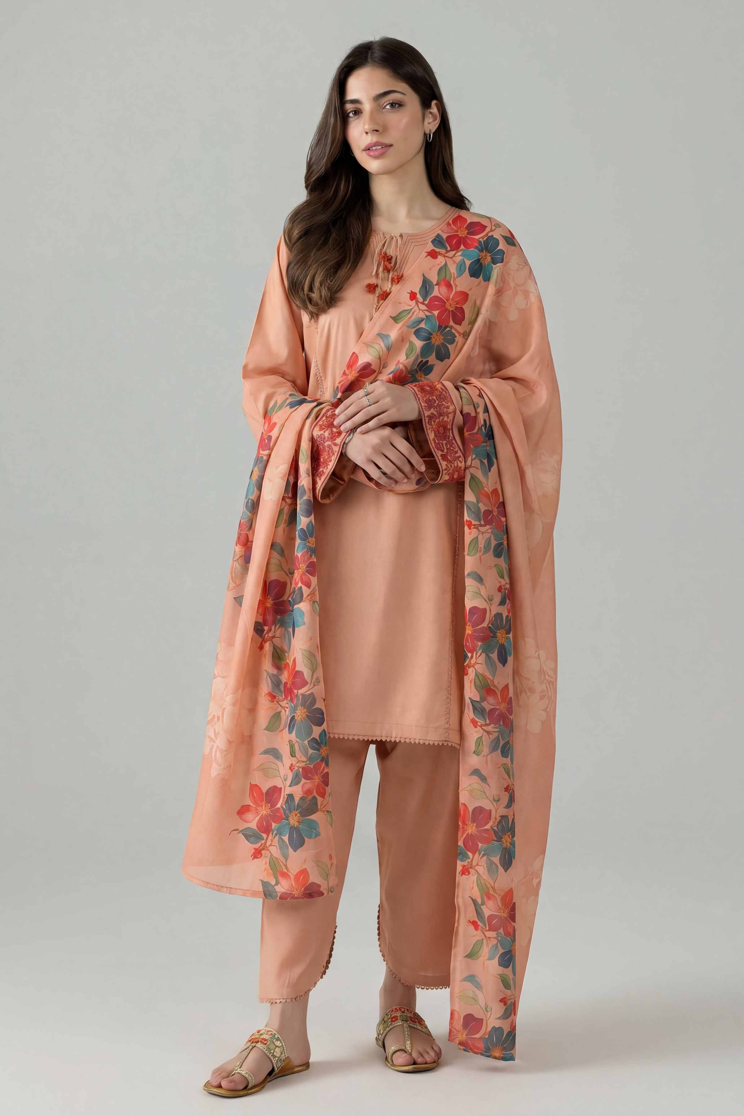 3 Piece - Embroidered Suit - PE26-139 - Image 5