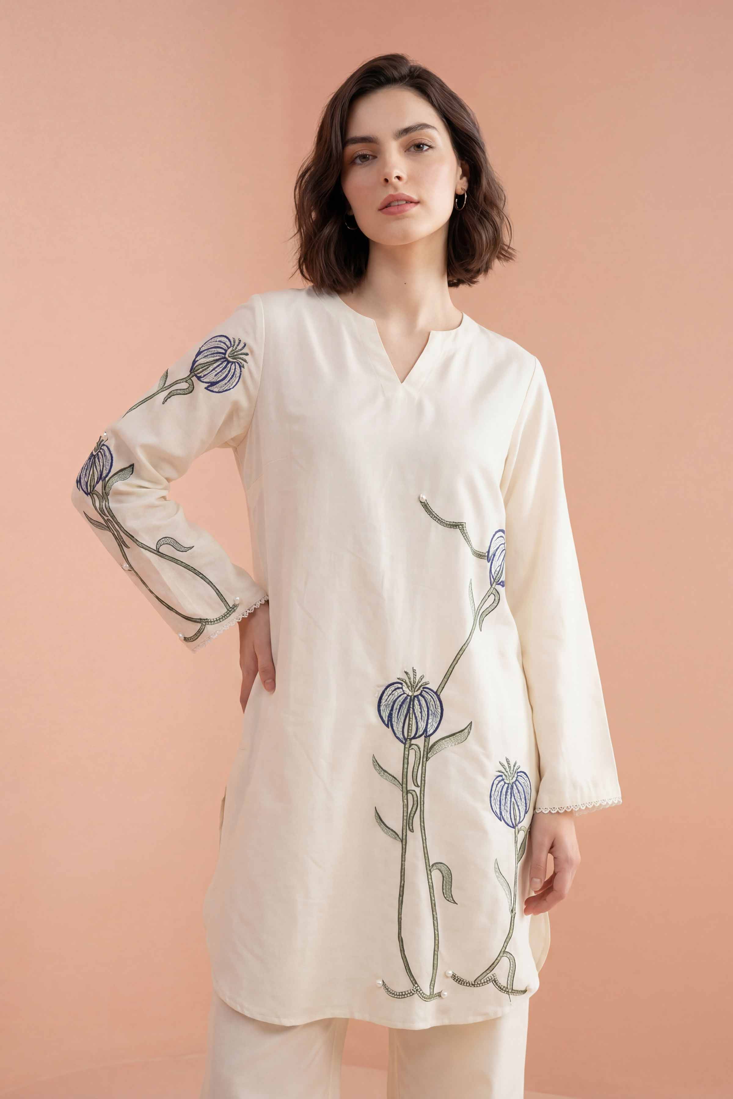 2 Piece - Embroidered Suit - PE26-174 - Image 4